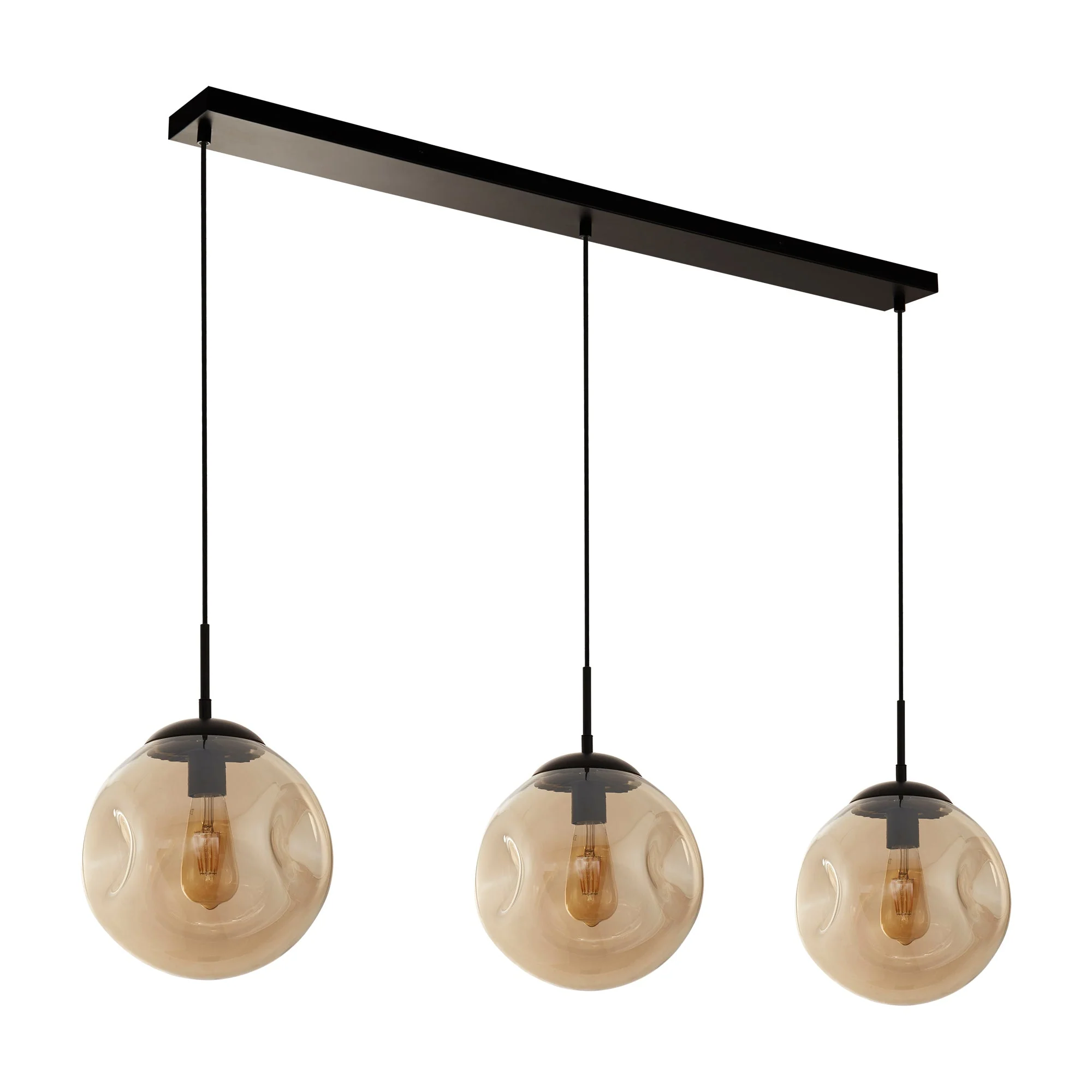 Punch 3/4lt Adjustable Dimmable Bar Pendant- Black Metal & Champagne Punched Glass - Image 2