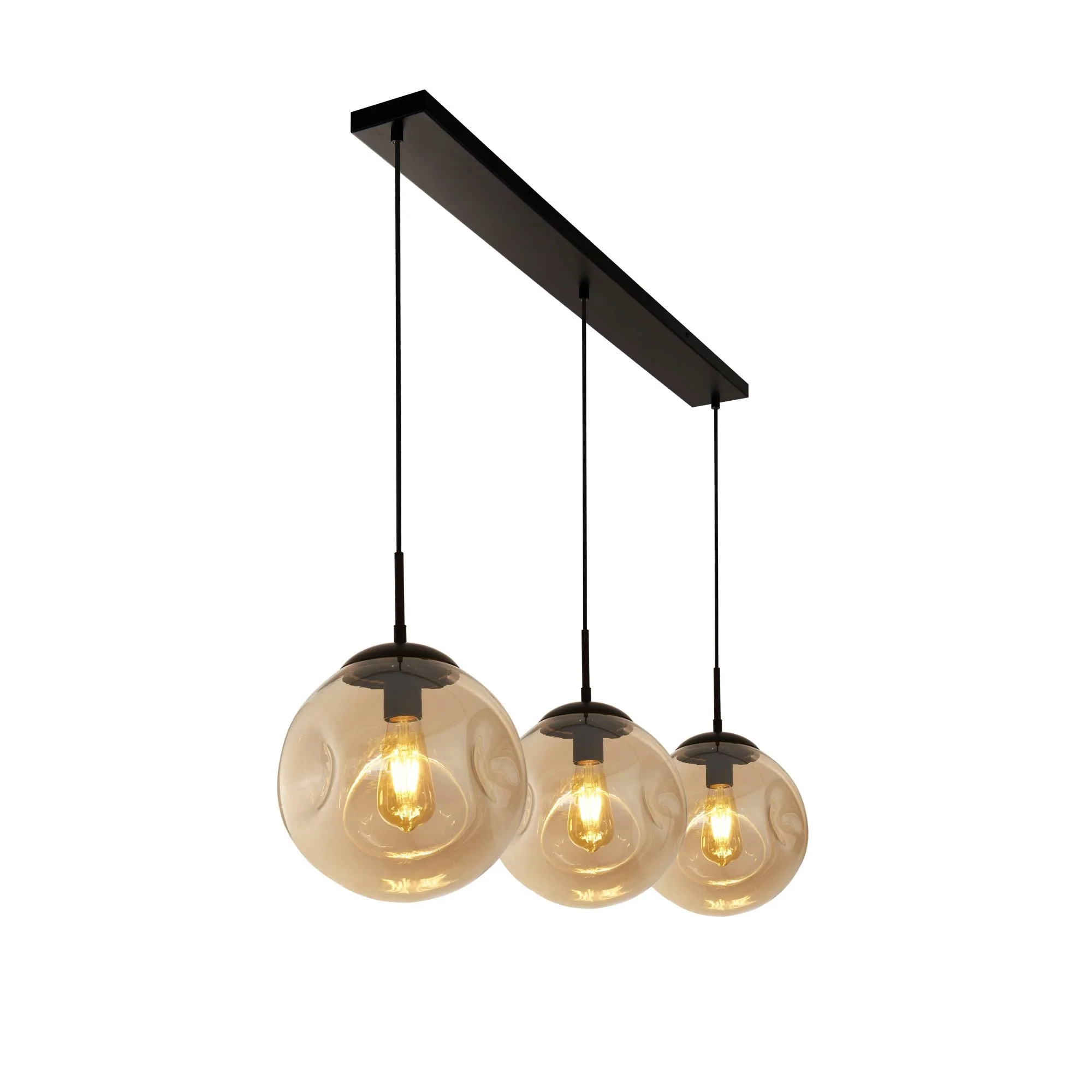Punch 3/4lt Adjustable Dimmable Bar Pendant- Black Metal & Champagne Punched Glass - Image 3