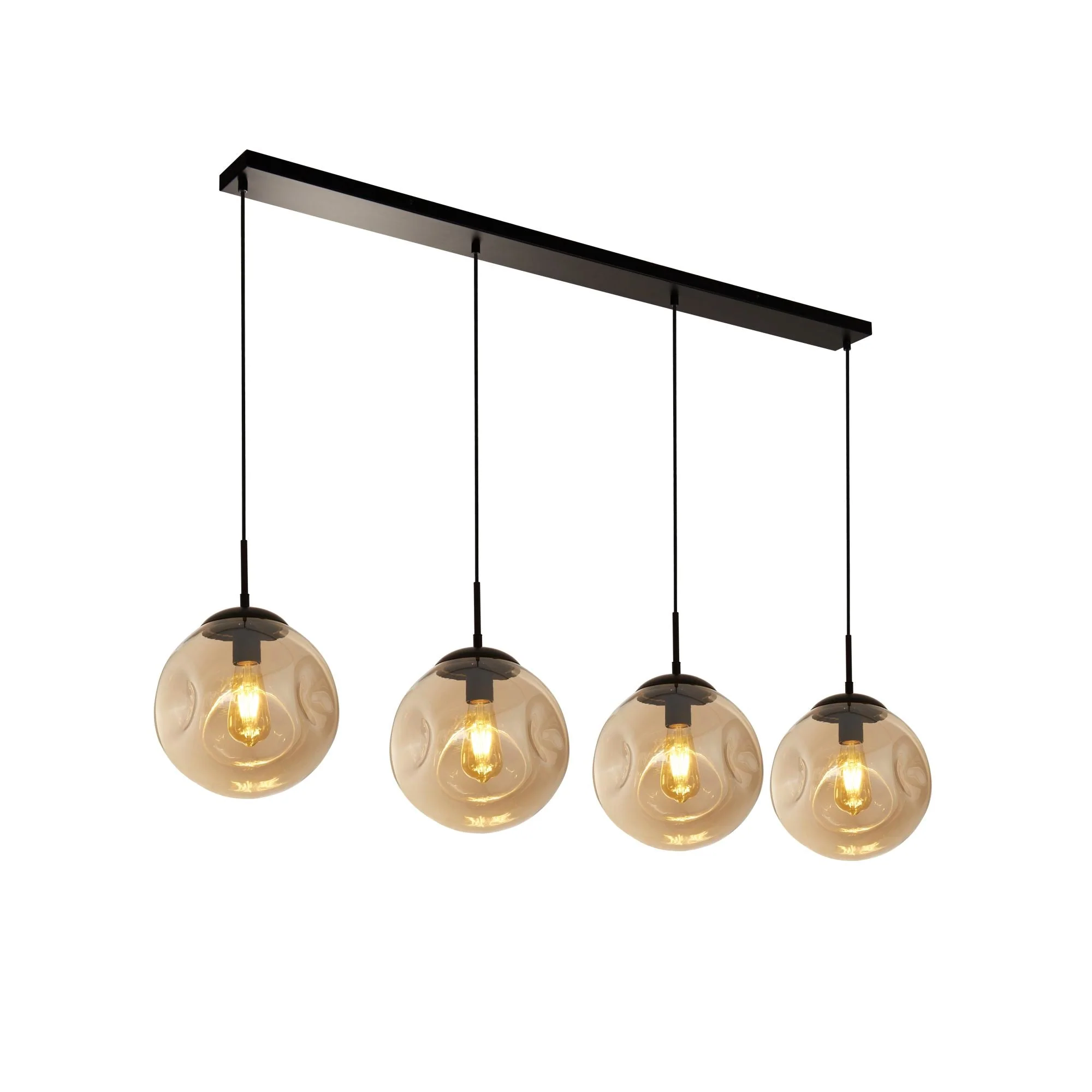Punch 3/4lt Adjustable Dimmable Bar Pendant- Black Metal & Champagne Punched Glass - Image 4