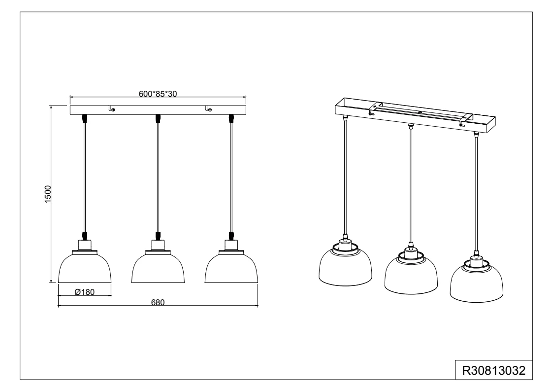 Punch 3Lt Linear Pendant - Black - Image 2