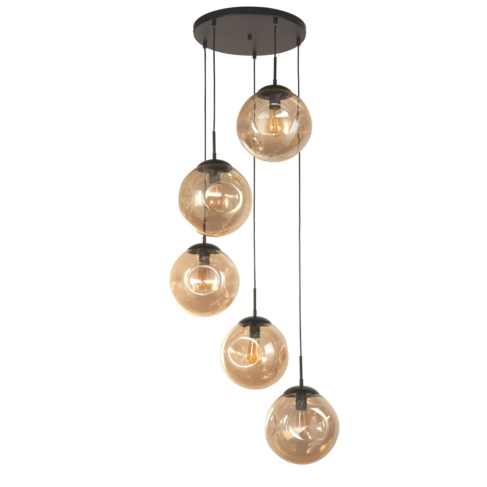 Punch 5Lt Multi-Drop - Black Metal & Champagne Punched Glass E27 - Image 2
