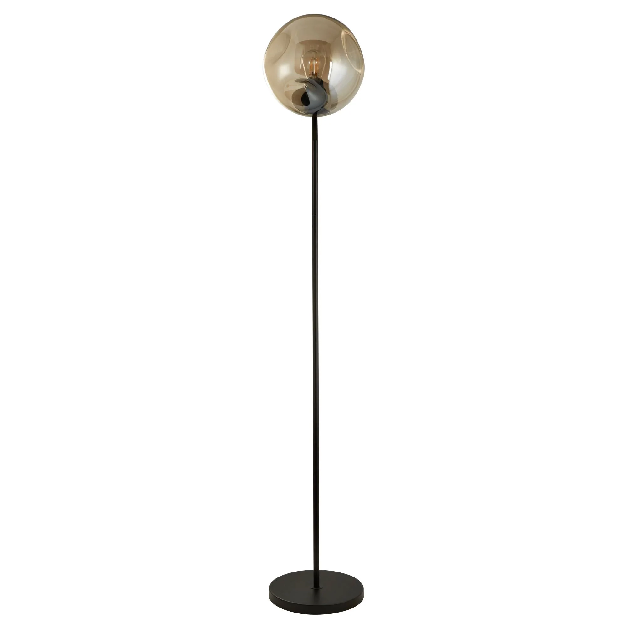 Punch Floor Lamp - Black Metal & Champagne Punched Glass E27 - Image 2