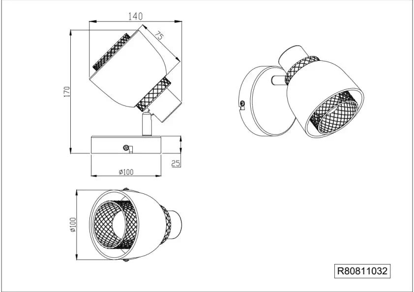 Punch Wall/Ceiling Spotlight - Black - Image 3