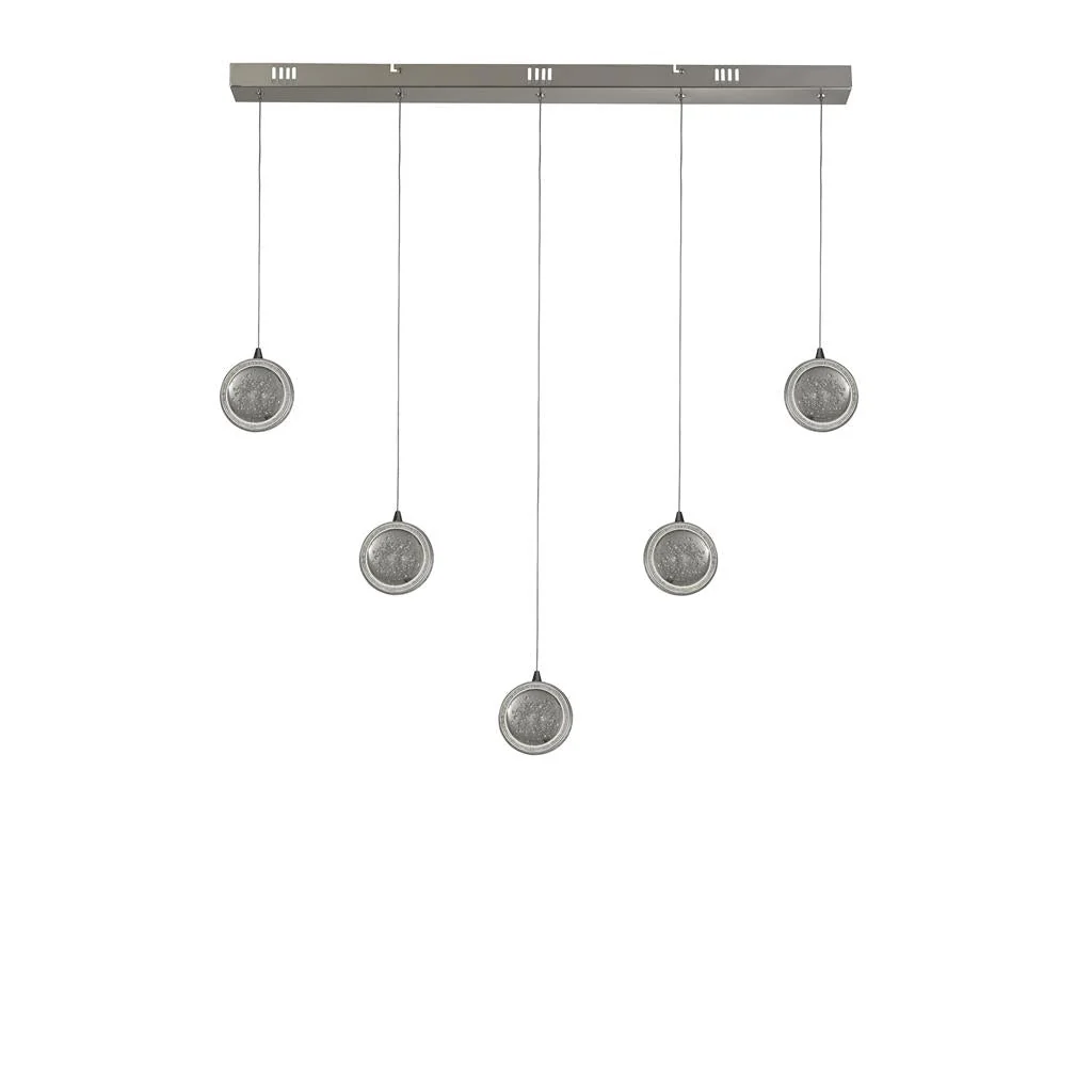 Quartz 5Lt Bar Ceiling Kitchen Light - Chrome & Bubble Glass - Image 2