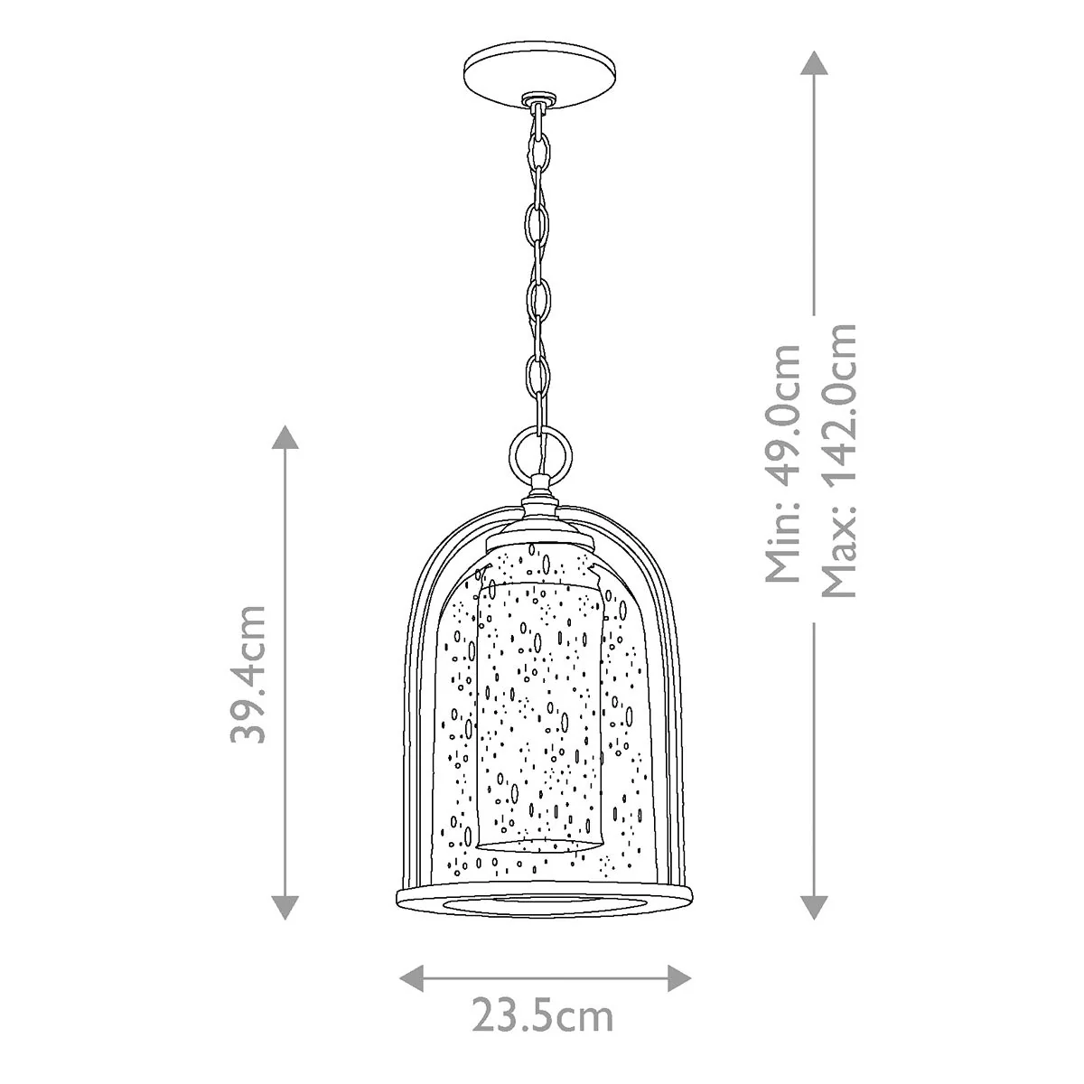 Quincy 1 Light Medium Chain Lantern - Oil Rubbed Bronze IP23 E27 - Image 5