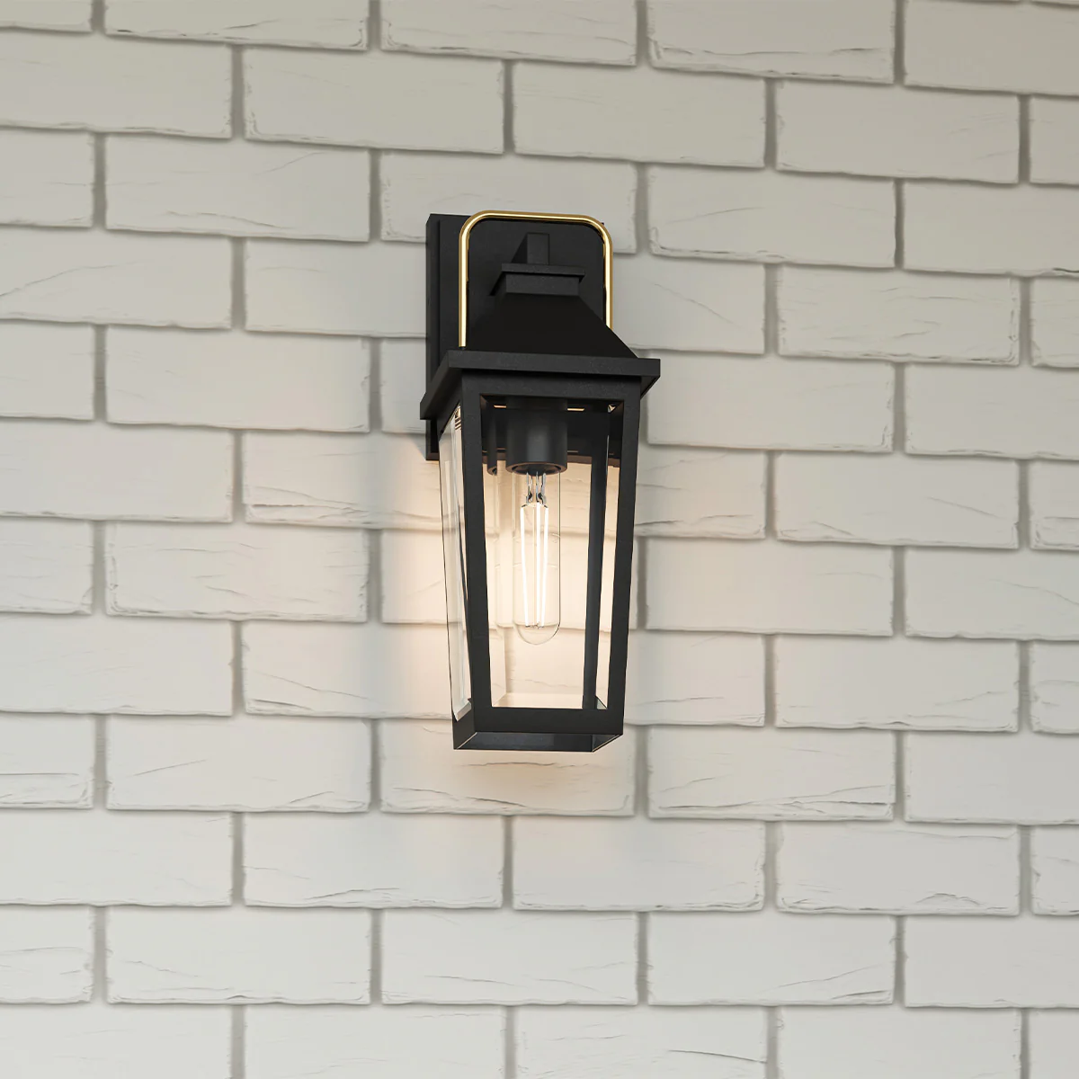 Quoizel Buckley Coastal 1 lt Outdoor Wall Lantern - Matt Black &amp; Brass Accent  IP44 E27 - Image 2