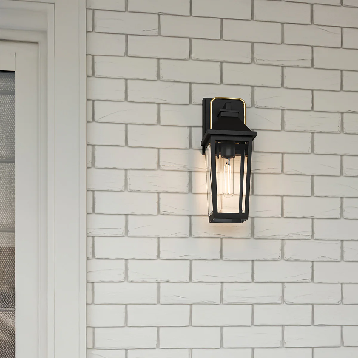 Quoizel Buckley Coastal 1 lt Outdoor Wall Lantern - Matt Black &amp; Brass Accent  IP44 E27 - Image 4