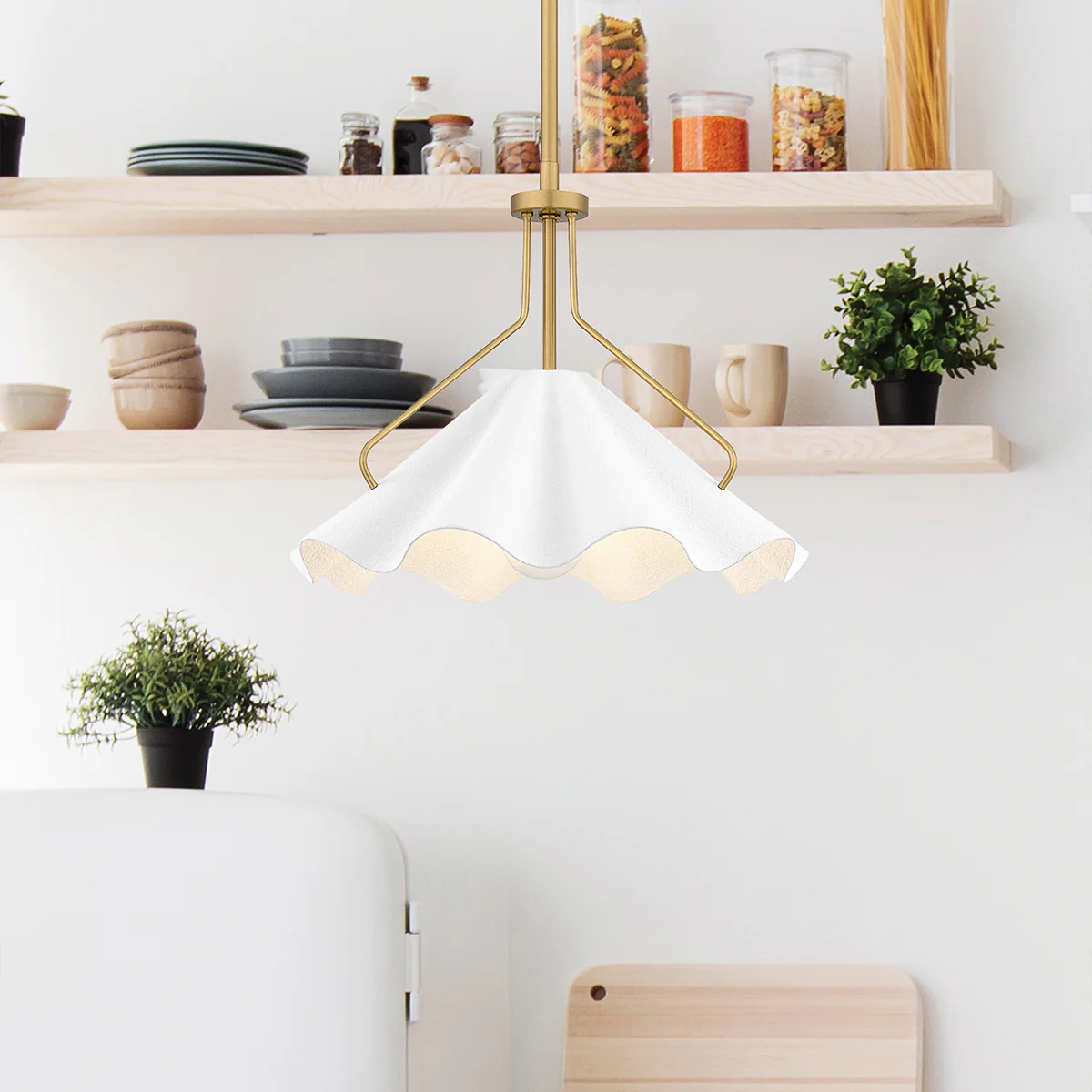 Quoizel Mejia 1 lt Pendant - Aged Brass, Textured White Steel Shade E27 - Image 2