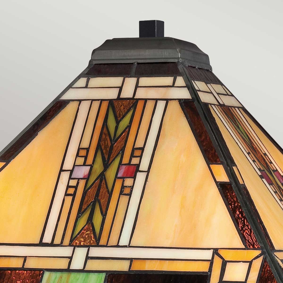 Quoizel Navajo 2 lt Tiffany styleTable Lamp - Bronze with Art Glass Shade E27 - Image 4