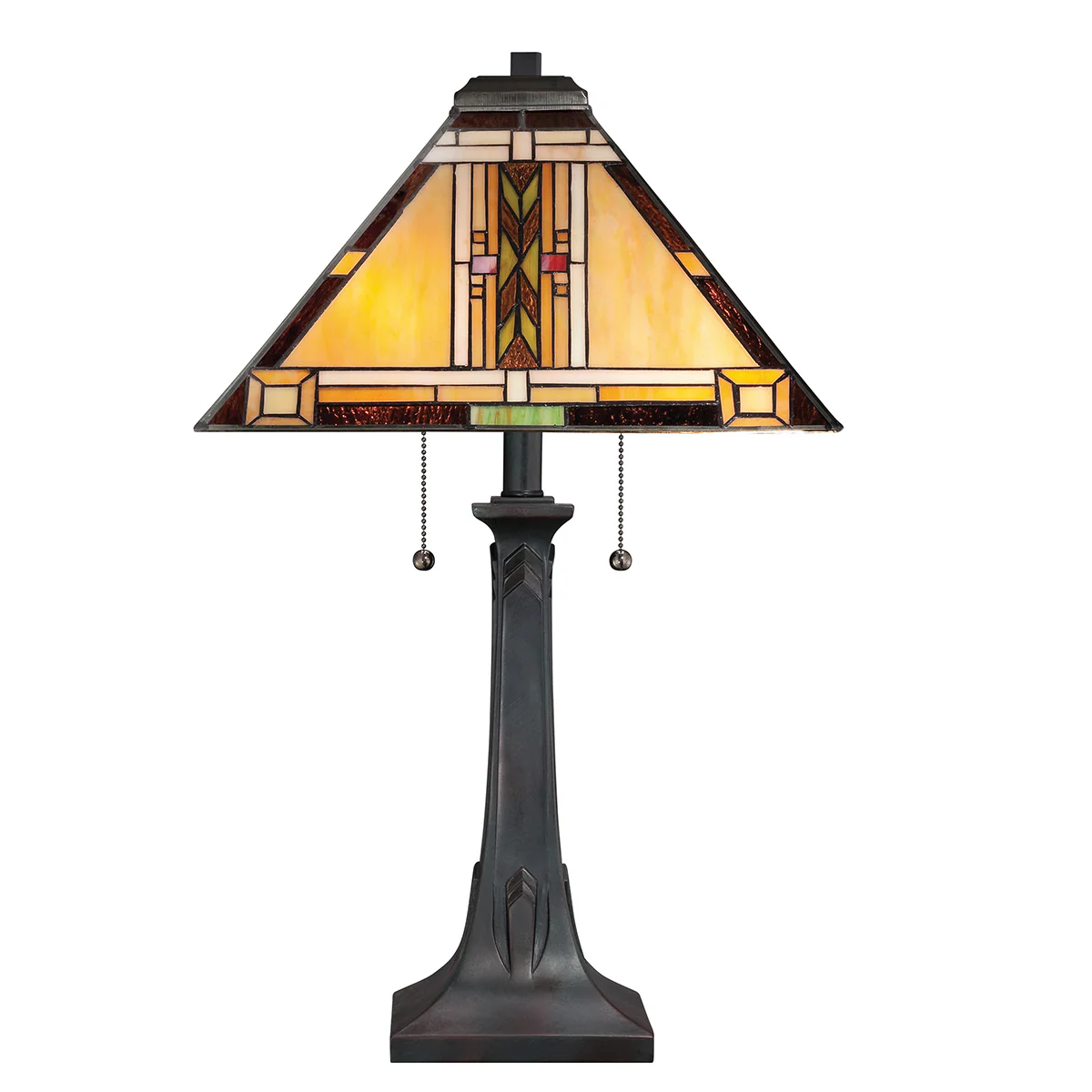 Quoizel Navajo 2 lt Tiffany styleTable Lamp - Bronze with Art Glass Shade E27 - Image 7