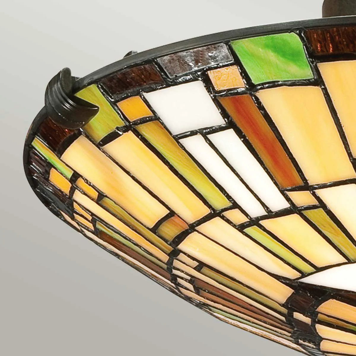 Quoizel Reed 2 lt Tiffany Style Flush - Valiant Bronze Lamp, Art Glass Shade - Image 5