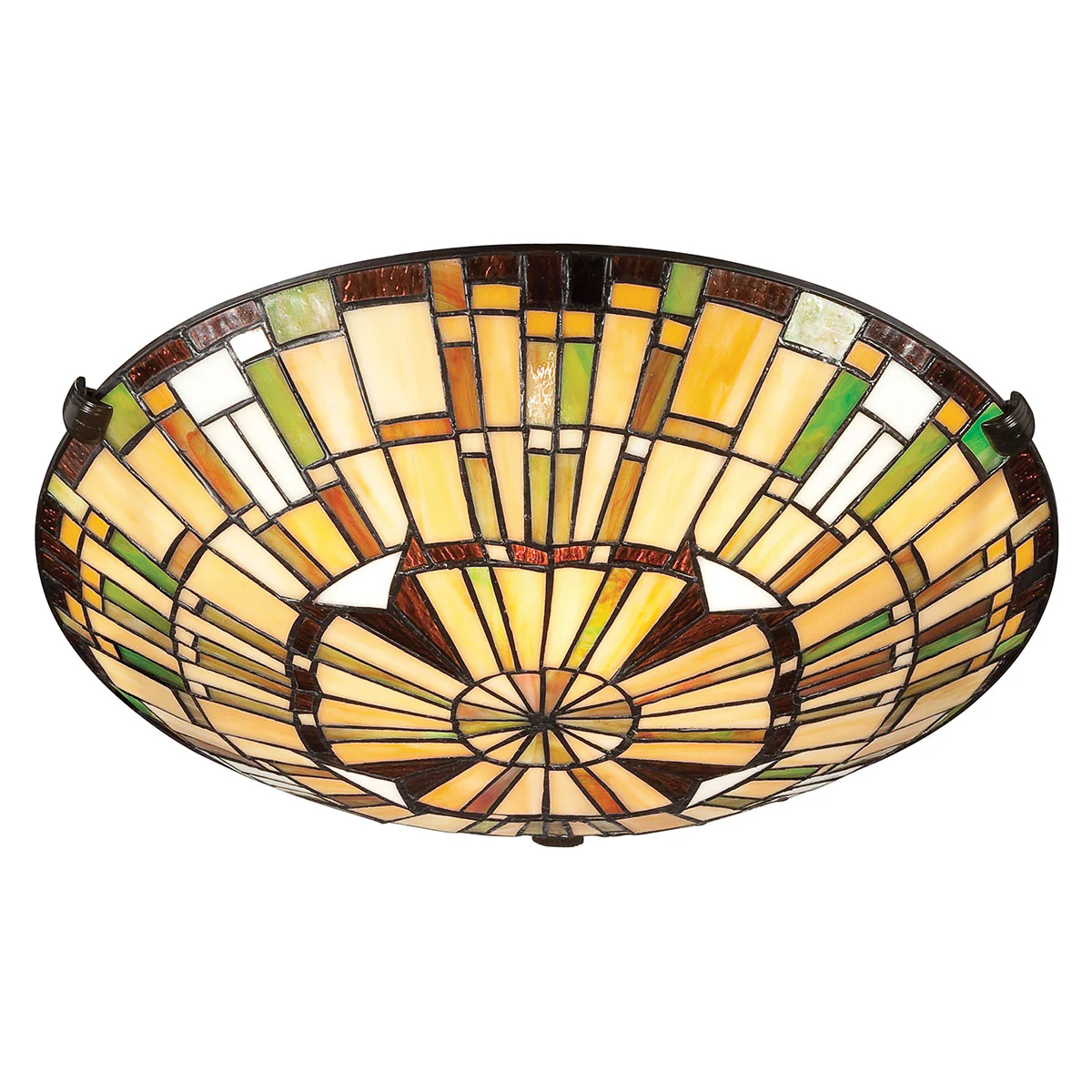Quoizel Reed 2 lt Tiffany Style Flush - Valiant Bronze Lamp, Art Glass Shade - Image 7