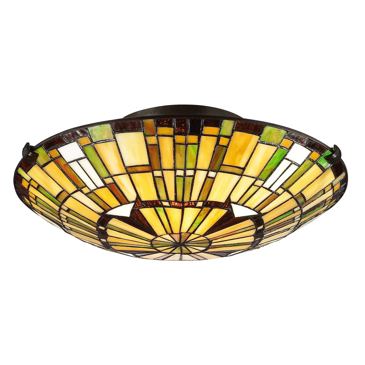 Quoizel Reed 2 lt Tiffany Style Flush - Valiant Bronze Lamp, Art Glass Shade - Image 8