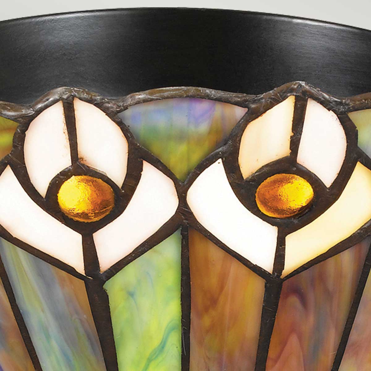 Quoizel Watkins 2 lt Tiffany Style Flush - Valiant Bronze Lamp, Art Glass Shade - Image 6