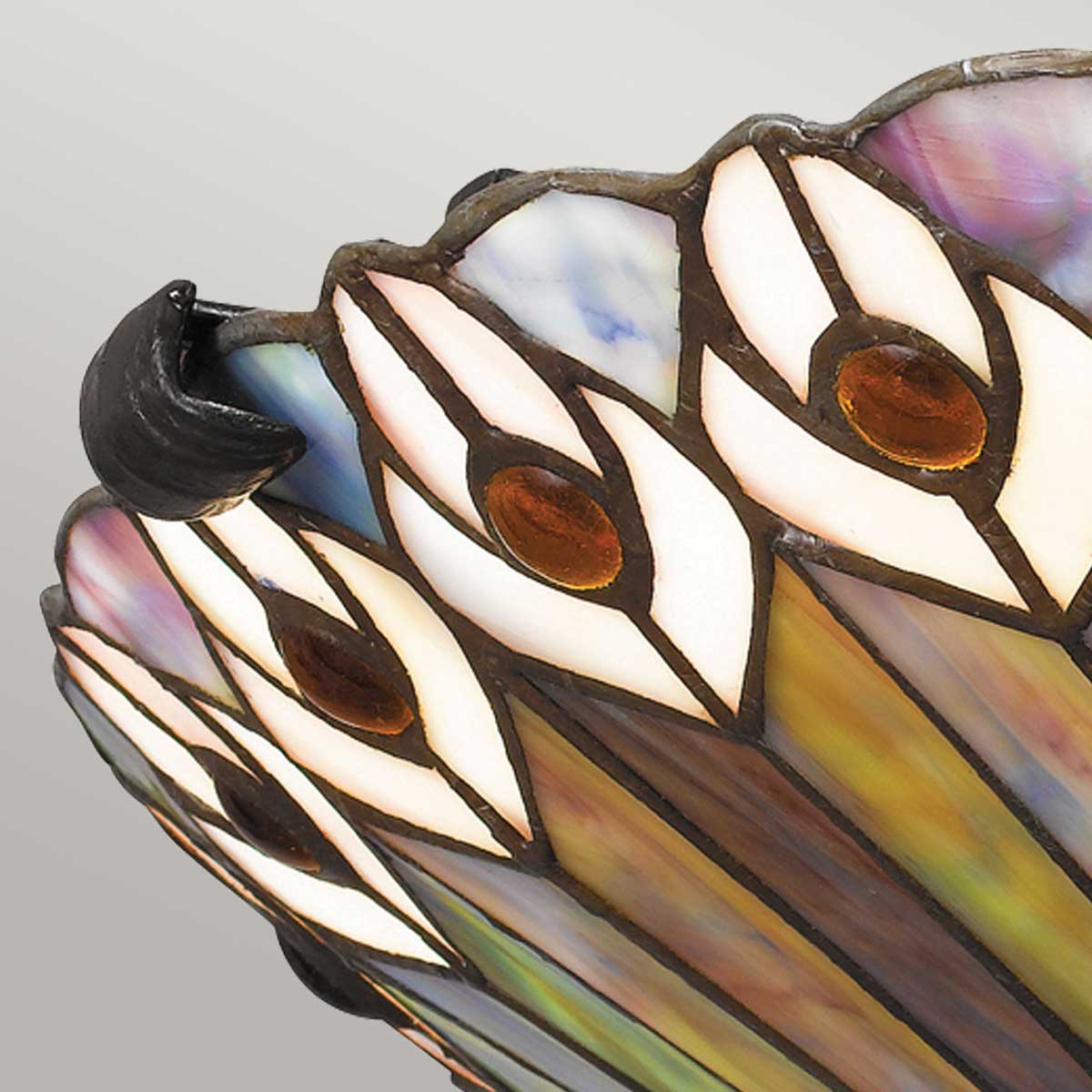 Quoizel Watkins 2 lt Tiffany Style Flush - Valiant Bronze Lamp, Art Glass Shade - Image 8