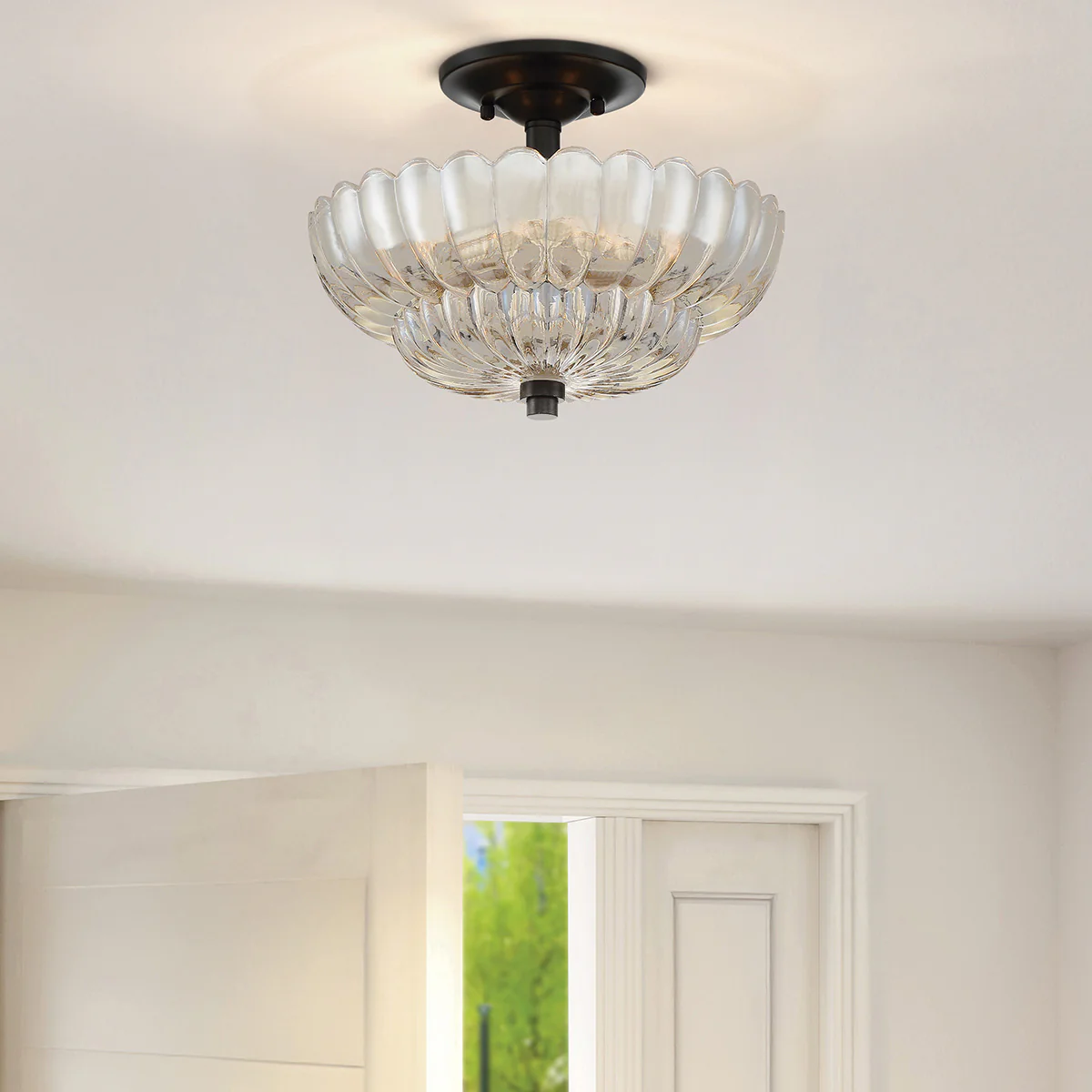 Quoizel Whitecap Semi Flush - Tinted Amber Glass with Mottled Cocoa Brown - Image 2