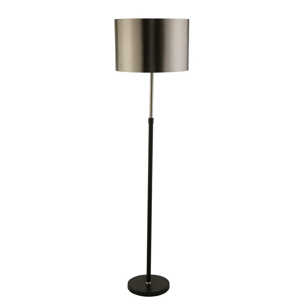Rachel Floor Lamp - Black Metal, Satin Silver & Chrome Shade E27 - Image 2