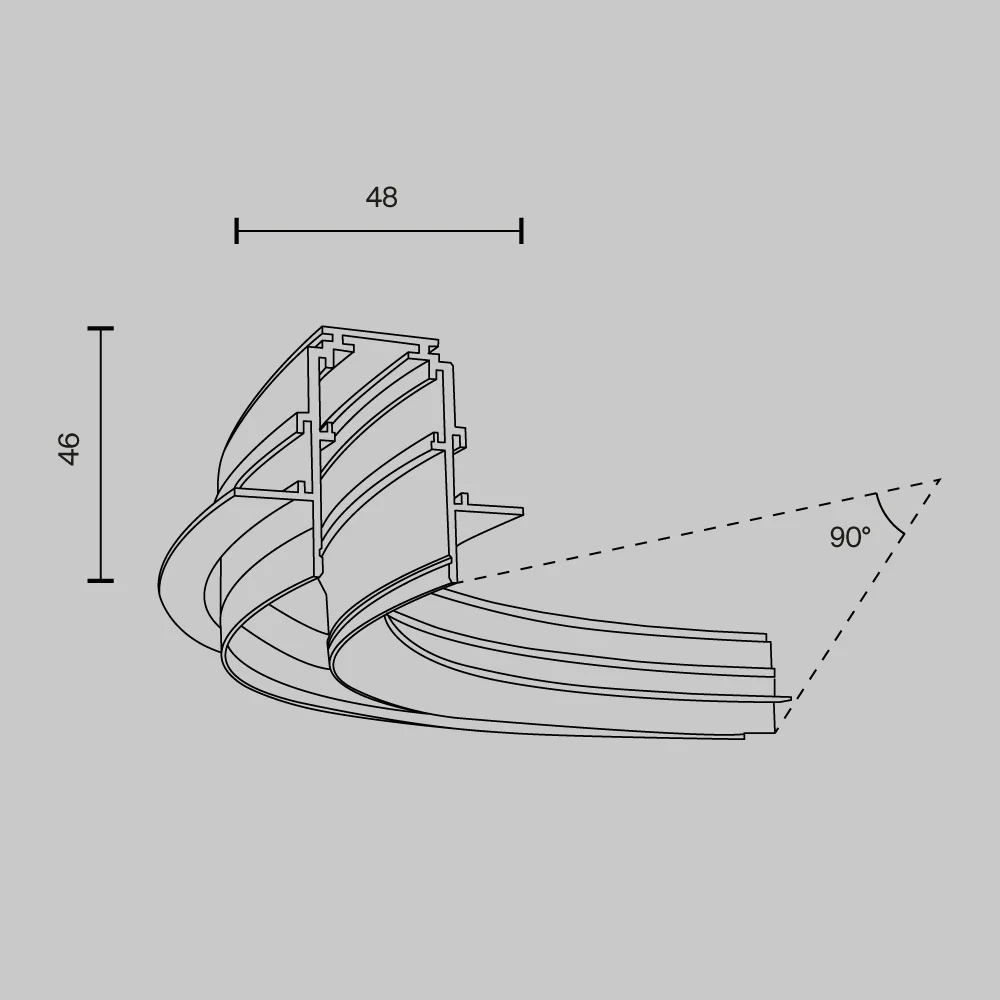 Radius connector R300 Exility recessed mounting track for plasterboard 12,5 mm, - Image 5
