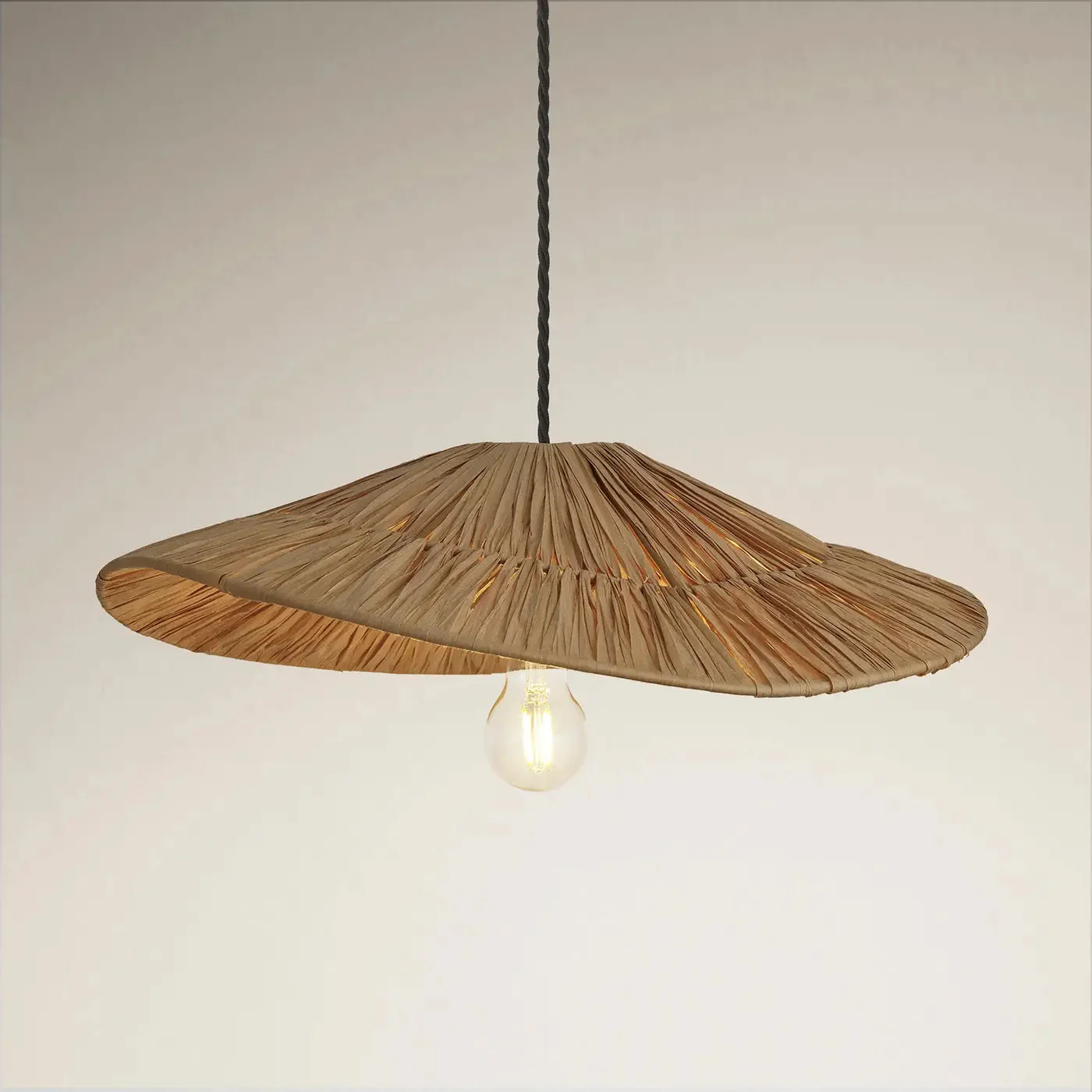 Raffia Ceiling Pendant Light - Hat - Image 3