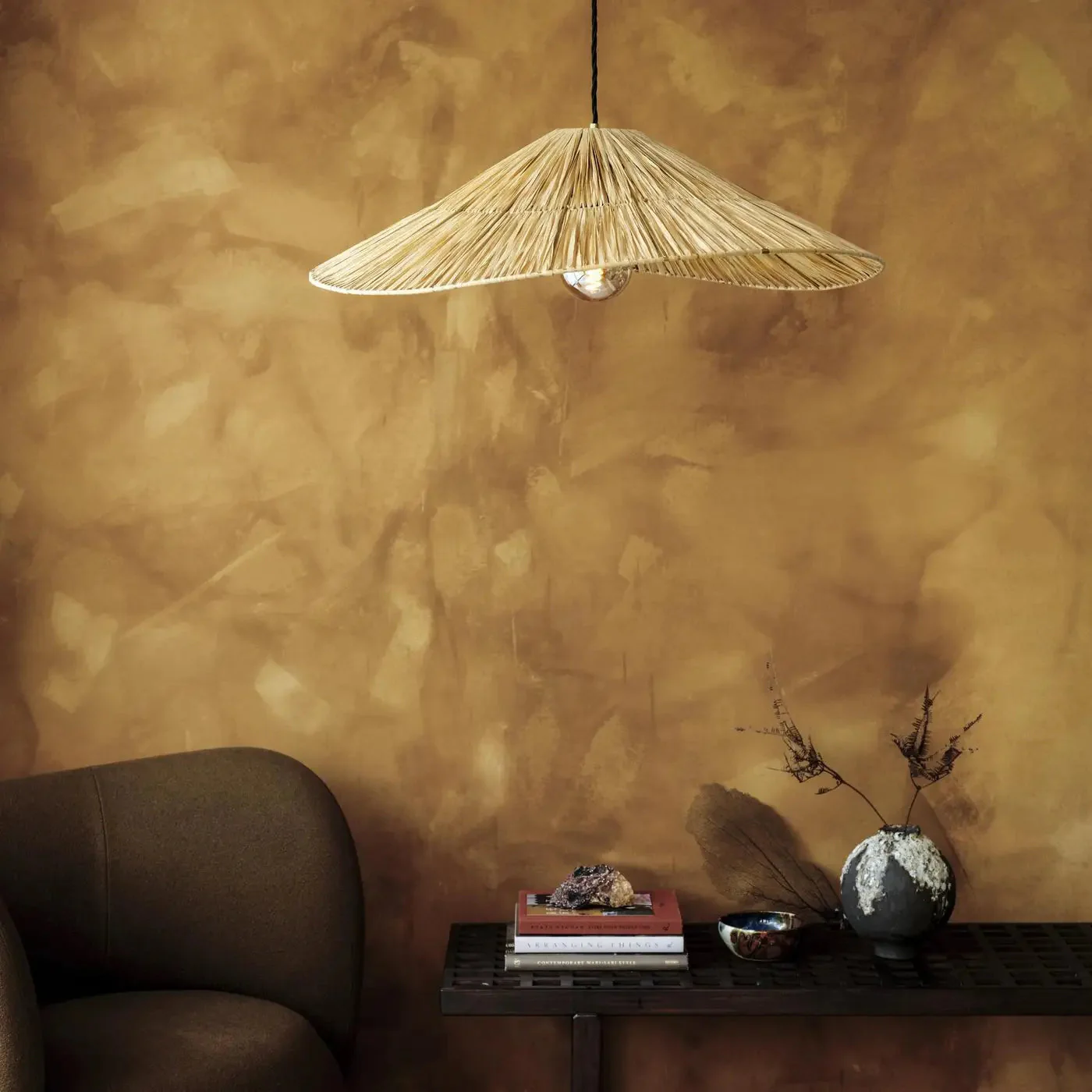 Raffia Ceiling Pendant Light - Hat - Image 4