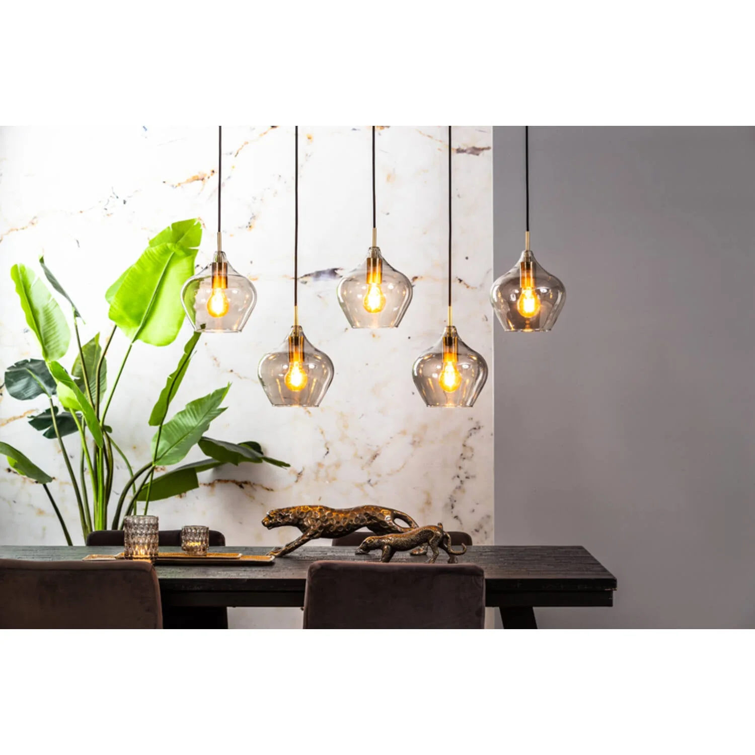 Rakel 5/10Lt Kitchen Light - Matt Black & Clear/Antique Bronze & Smoked Finish - Image 10