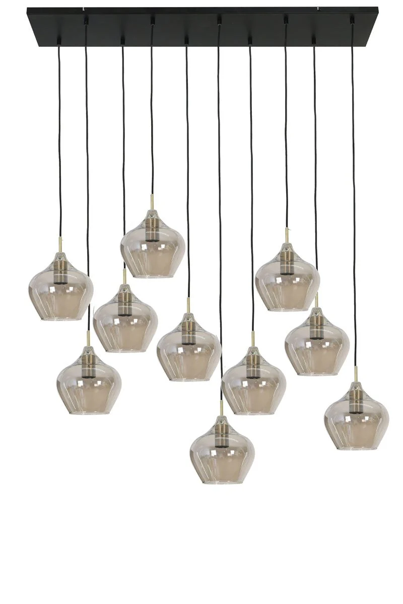 Rakel 5/10Lt Kitchen Light - Matt Black & Clear/Antique Bronze & Smoked Finish - Image 4