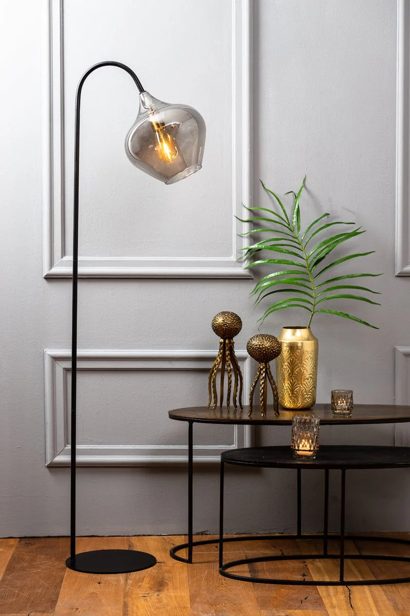 Rakel Floor Lamp - Matt Black & Smoked/Antique Bronze & Smoked Finish - Image 5