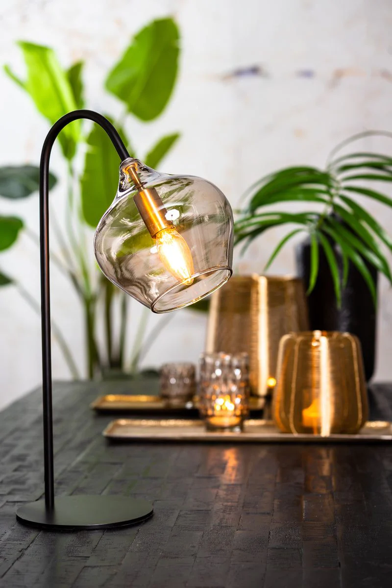 Rakel Table Lamp - Matt Black & Smoked/ Antique Bronze & Smoked Finish - Image 4