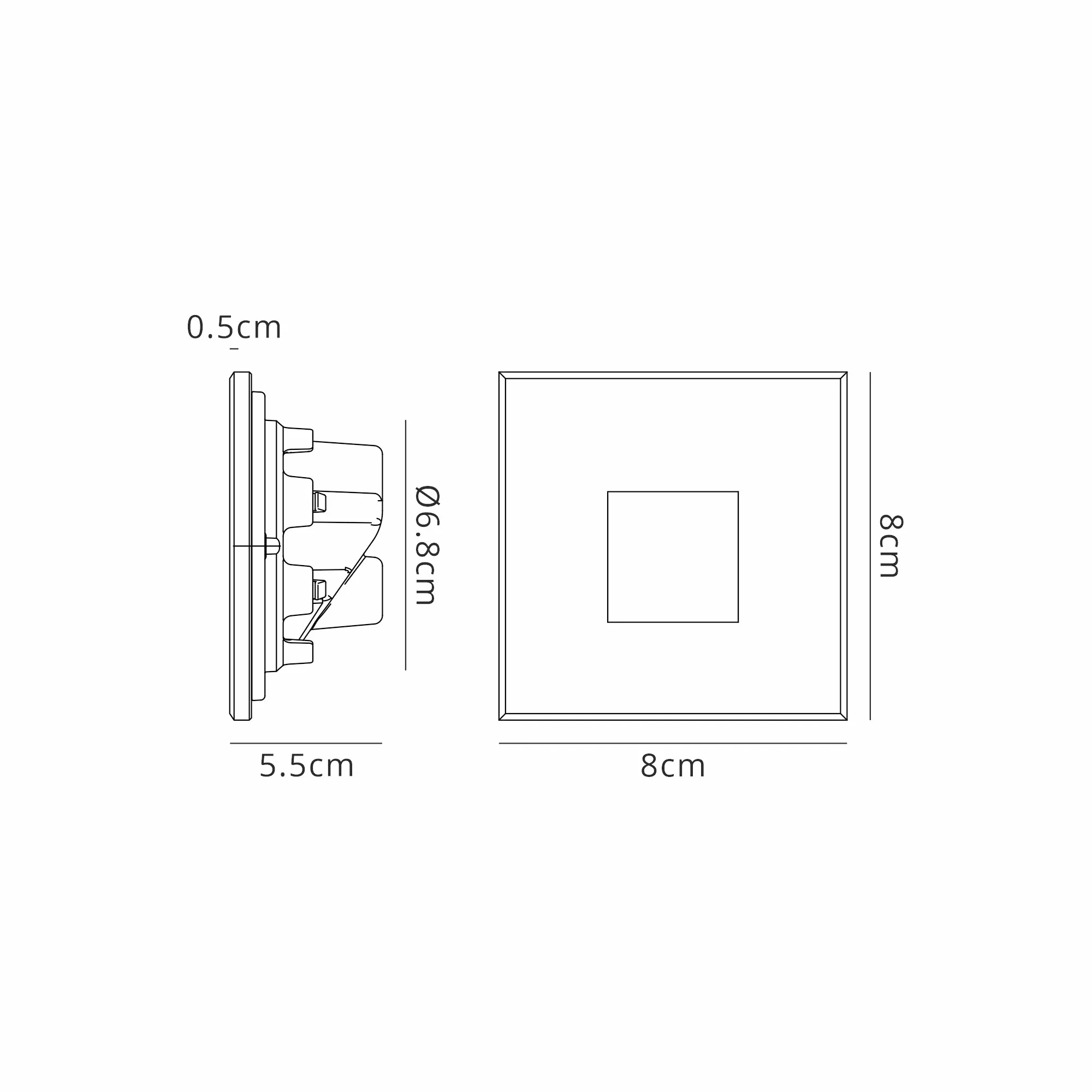 Ranch 2W Recessed Square Glass Fronted Wall Lamp - Image 4