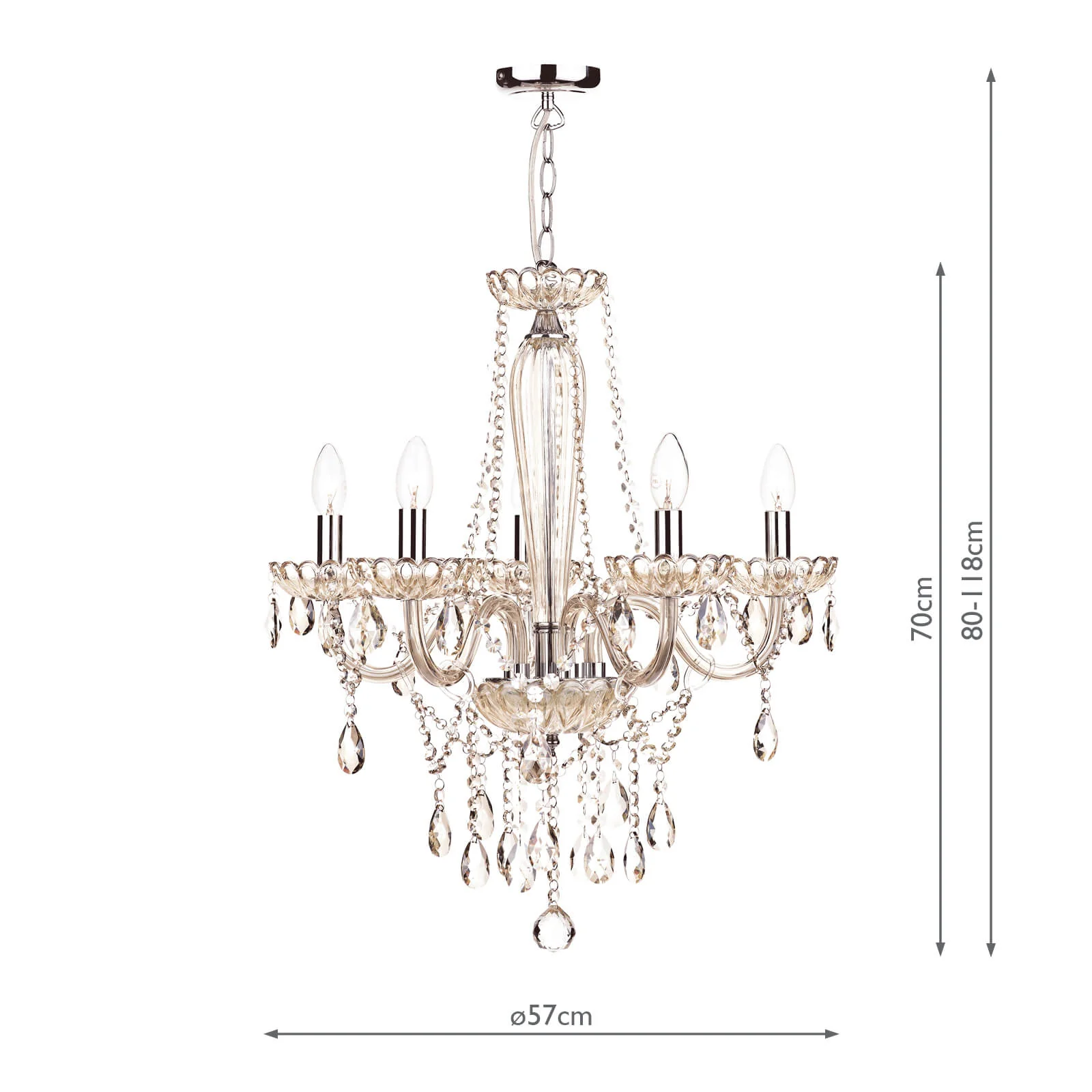 Raphael 5Lt Chandelier Champagne Crystal - Image 4