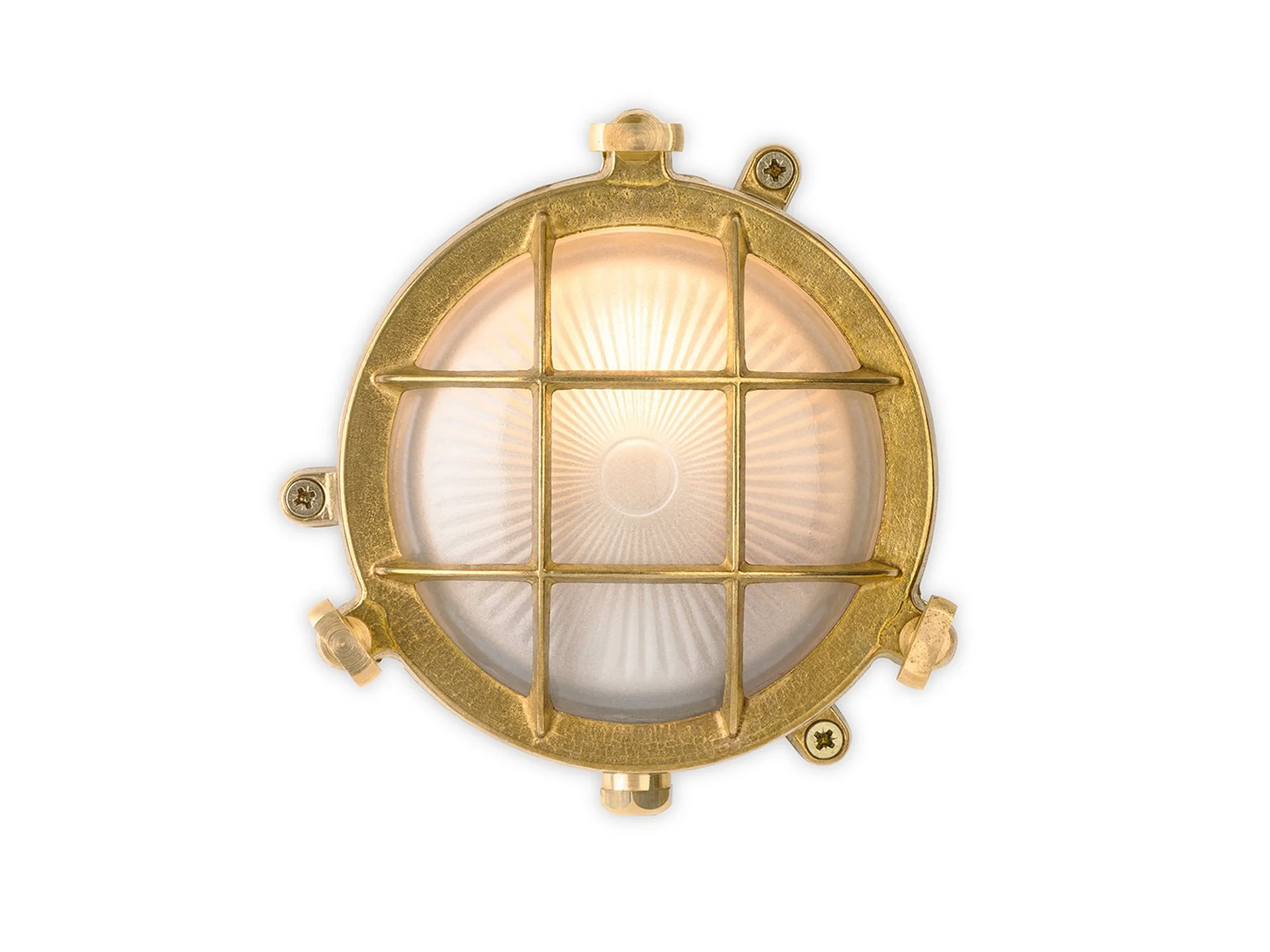 Rathlin 140mm Bulkhead- Solid Brass w Frosted Glass Finish - Image 3