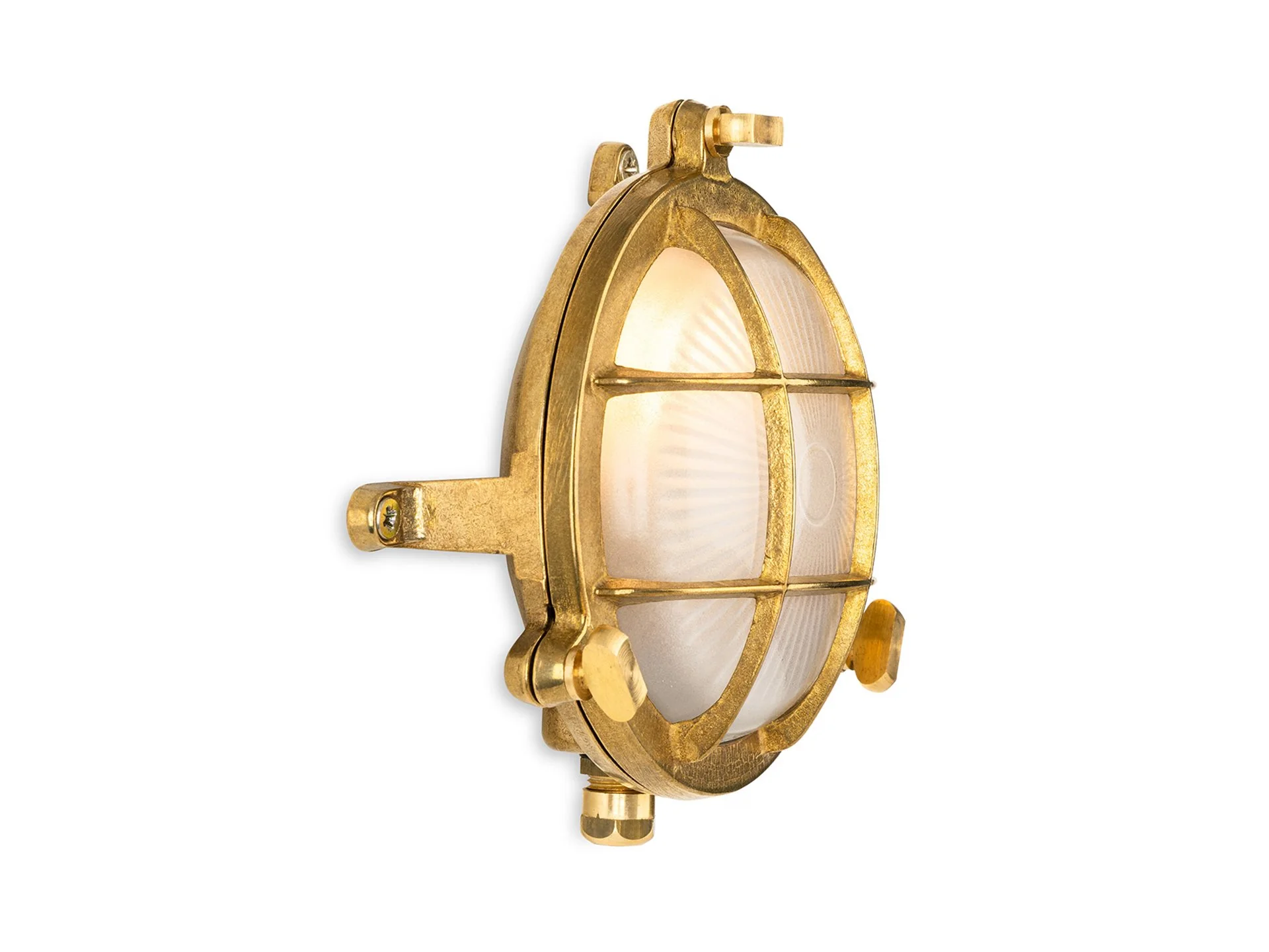Rathlin 140mm Bulkhead- Solid Brass w Frosted Glass Finish - Image 6