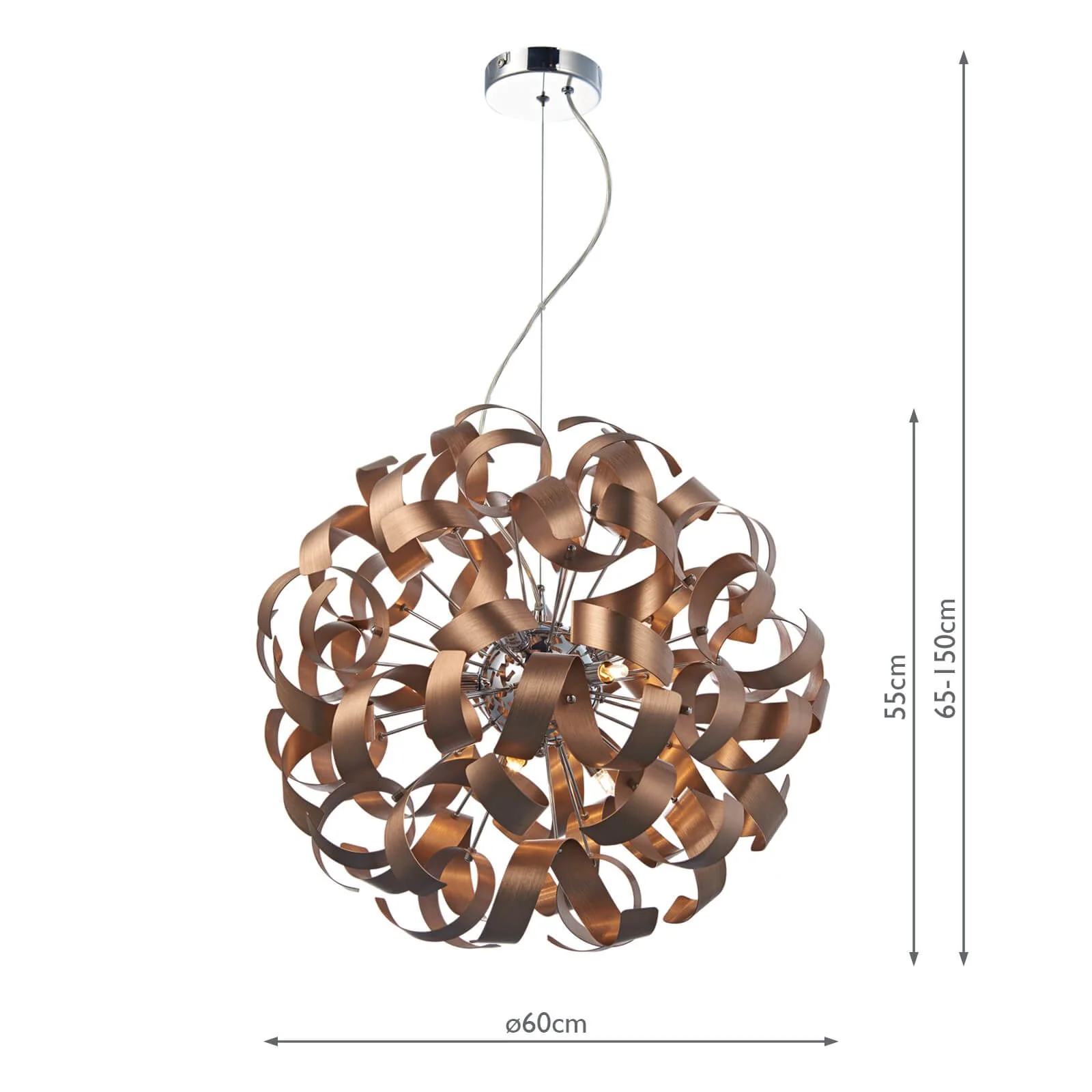 Rawley 9/12Lt Centre Ceiling Light - Brushed Copper Finish - Image 6