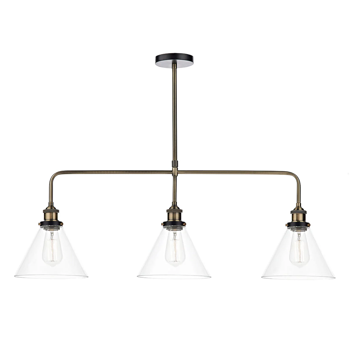 Ray 3 Light Kitchen Light Antique Brass/ Antique Nickel Clear Glass