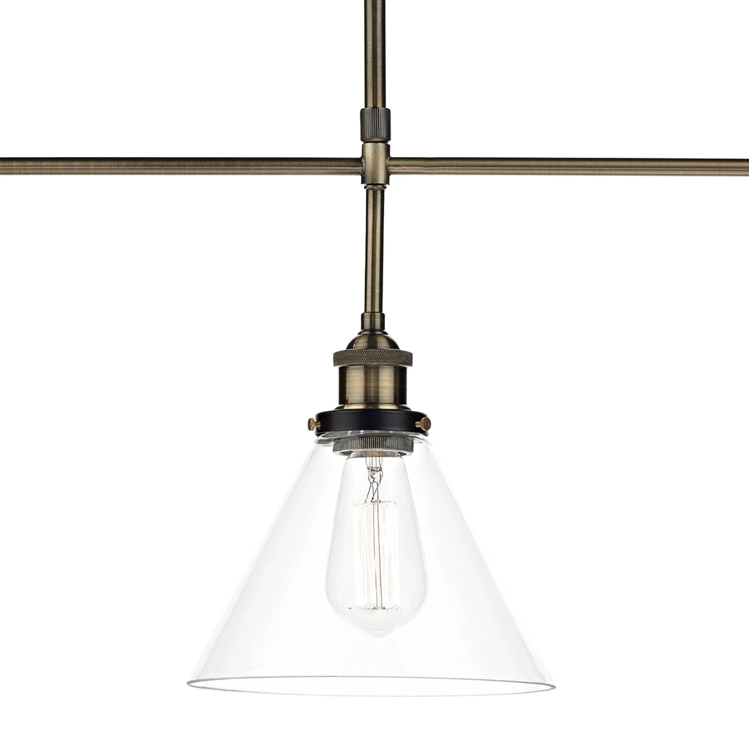 Ray 3 Light Kitchen Light Antique Brass/ Antique Nickel Clear Glass - Image 4