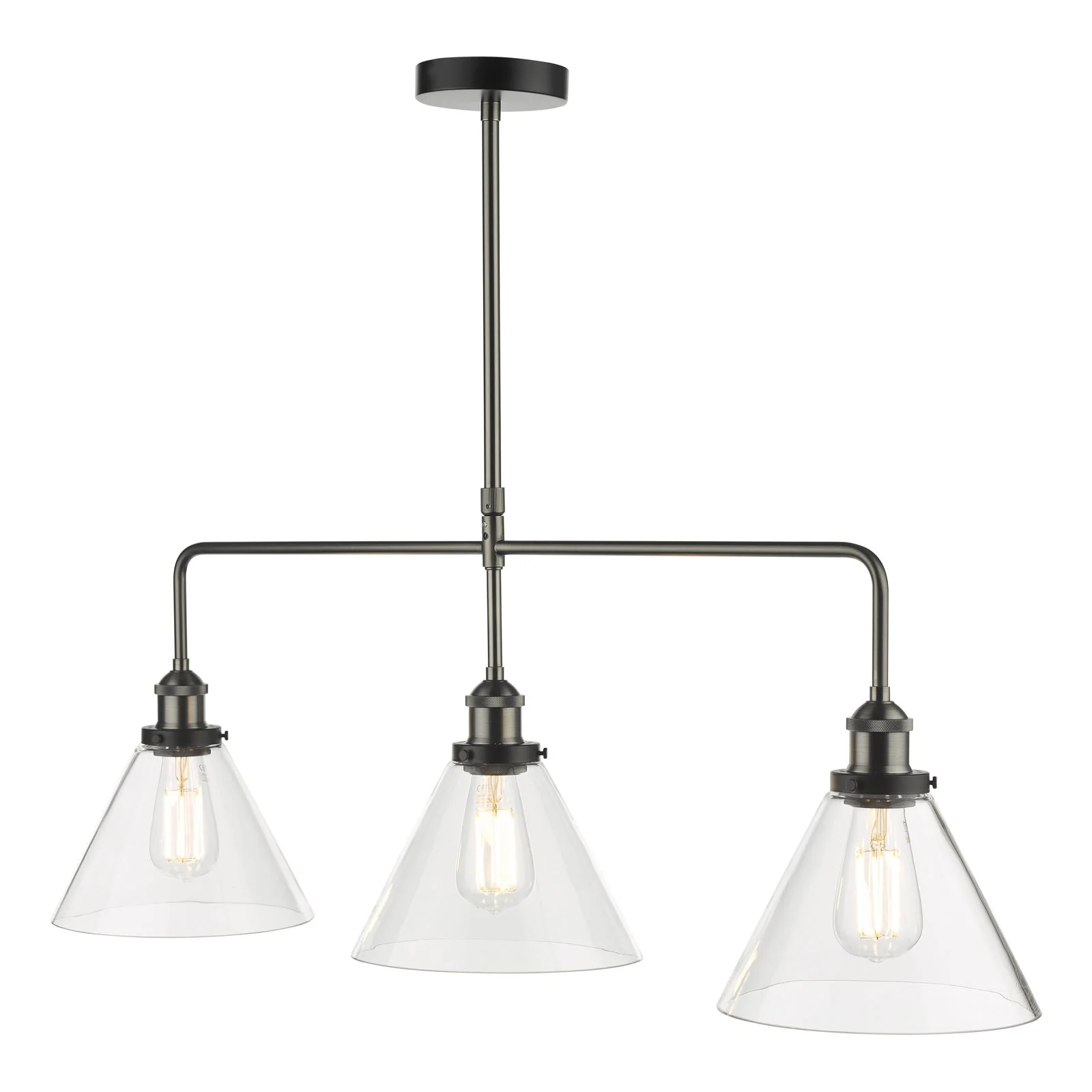 Ray 3 Light Kitchen Light Antique Brass/ Antique Nickel Clear Glass - Image 5