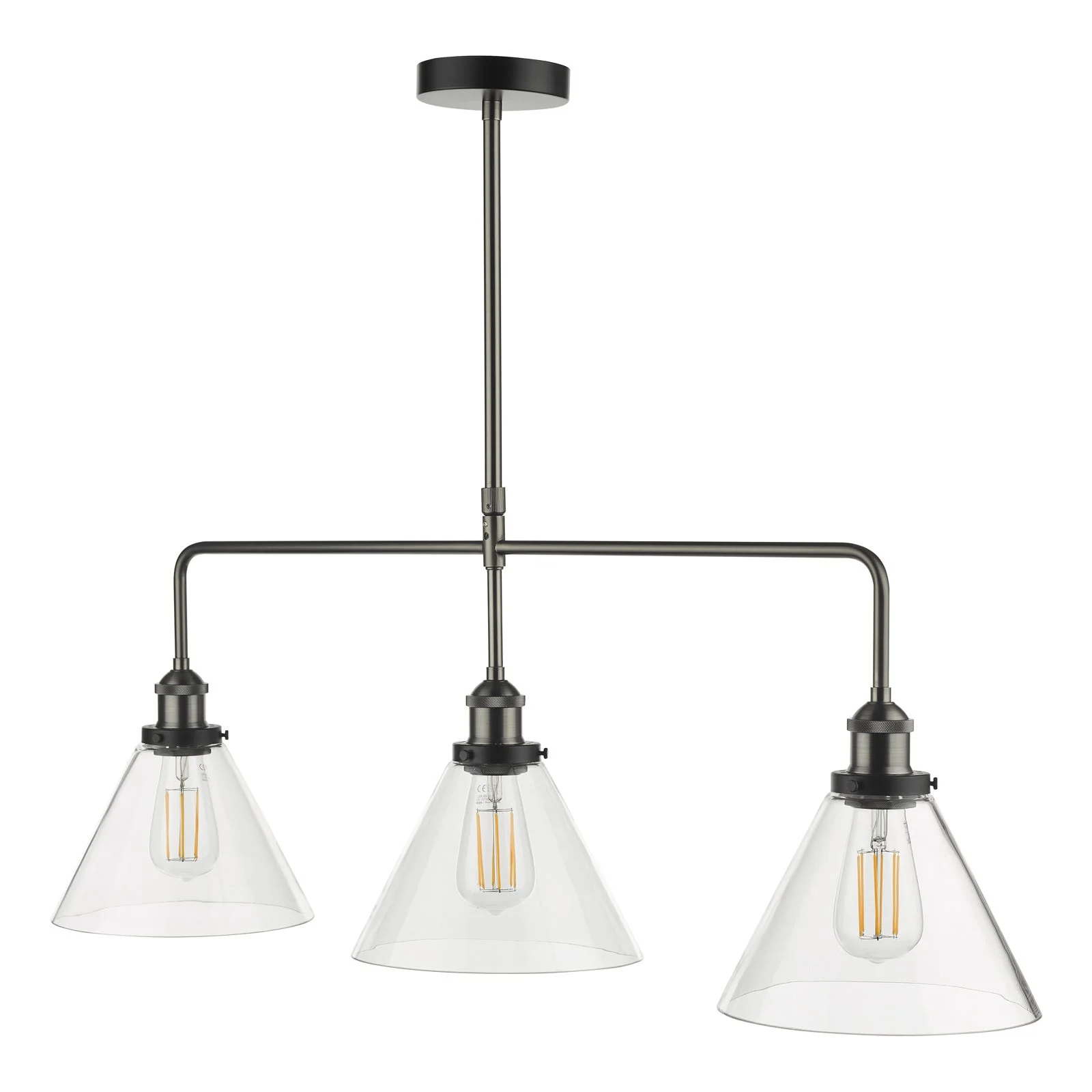 Ray 3 Light Kitchen Light Antique Brass/ Antique Nickel Clear Glass - Image 6