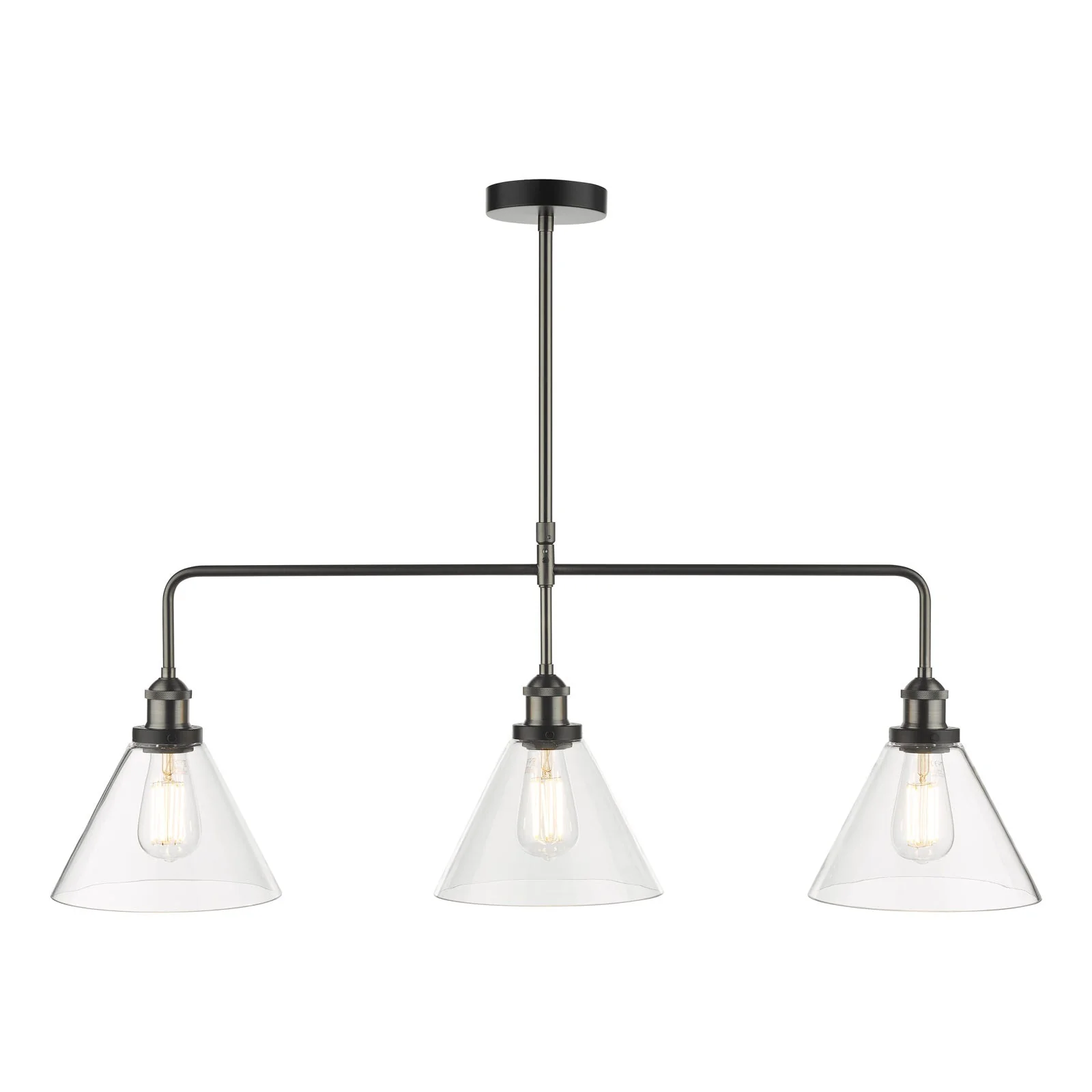 Ray 3 Light Kitchen Light Antique Brass/ Antique Nickel Clear Glass - Image 7