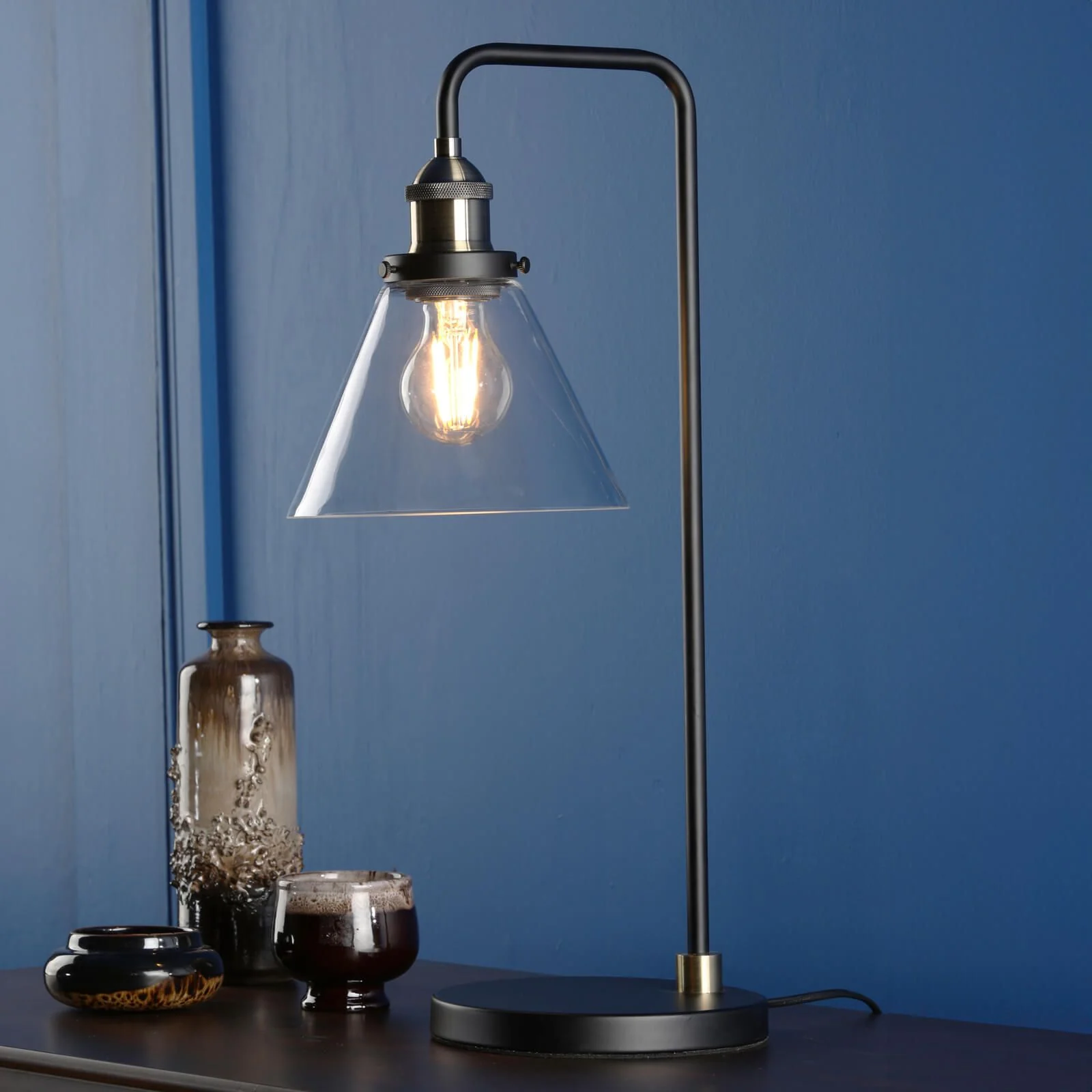 Ray Table Lamp Antique Brass and Glass - Image 4