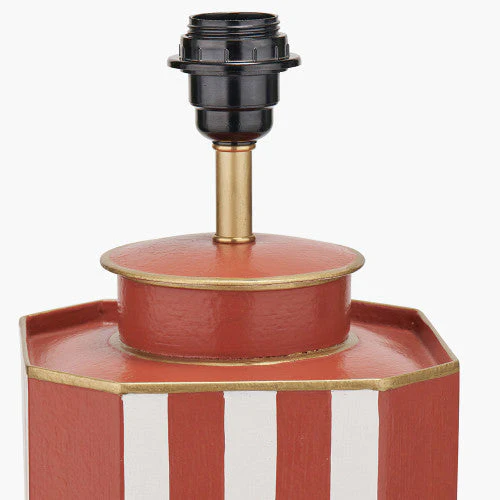 Raya Cinnamon and White Hand Painted Metal Table Lamp Base - Image 3