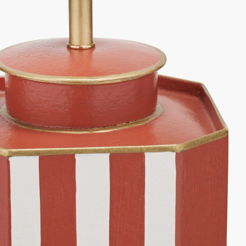 Raya Cinnamon and White Hand Painted Metal Table Lamp Base - Image 4