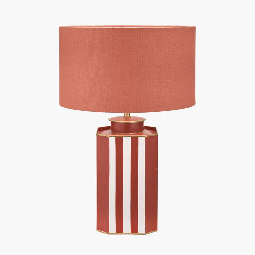 Raya Cinnamon and White Hand Painted Metal Table Lamp Base - Image 6