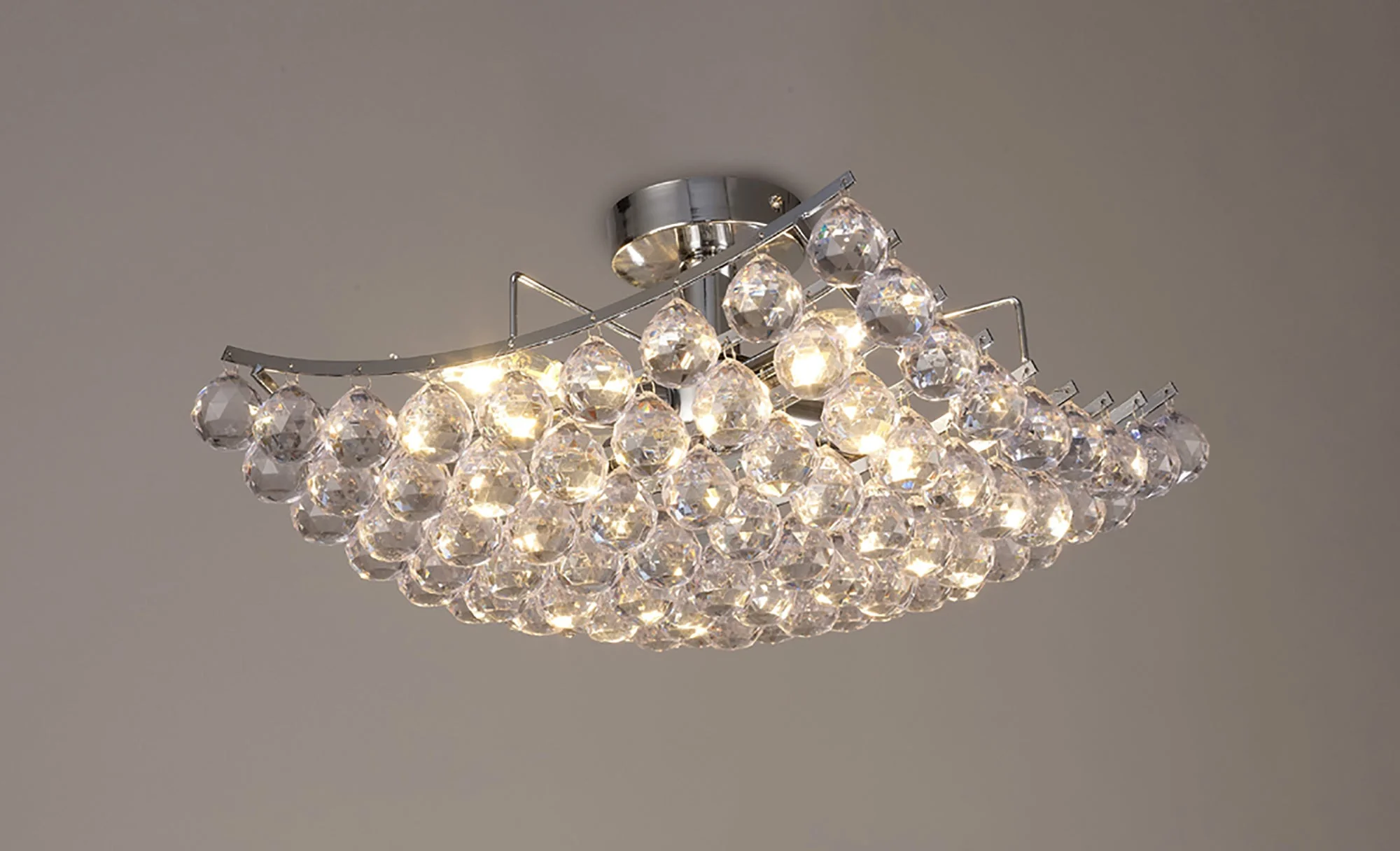 Rayne Flush Ceiling Lamp With Acrylic Spheres, 4 Light, Polished Chrome Finish - Image 2