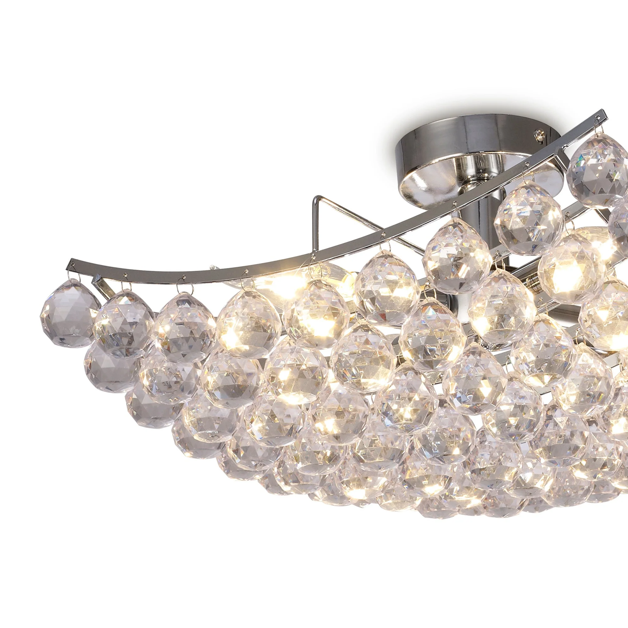 Rayne Flush Ceiling Lamp With Acrylic Spheres, 4 Light, Polished Chrome Finish - Image 4