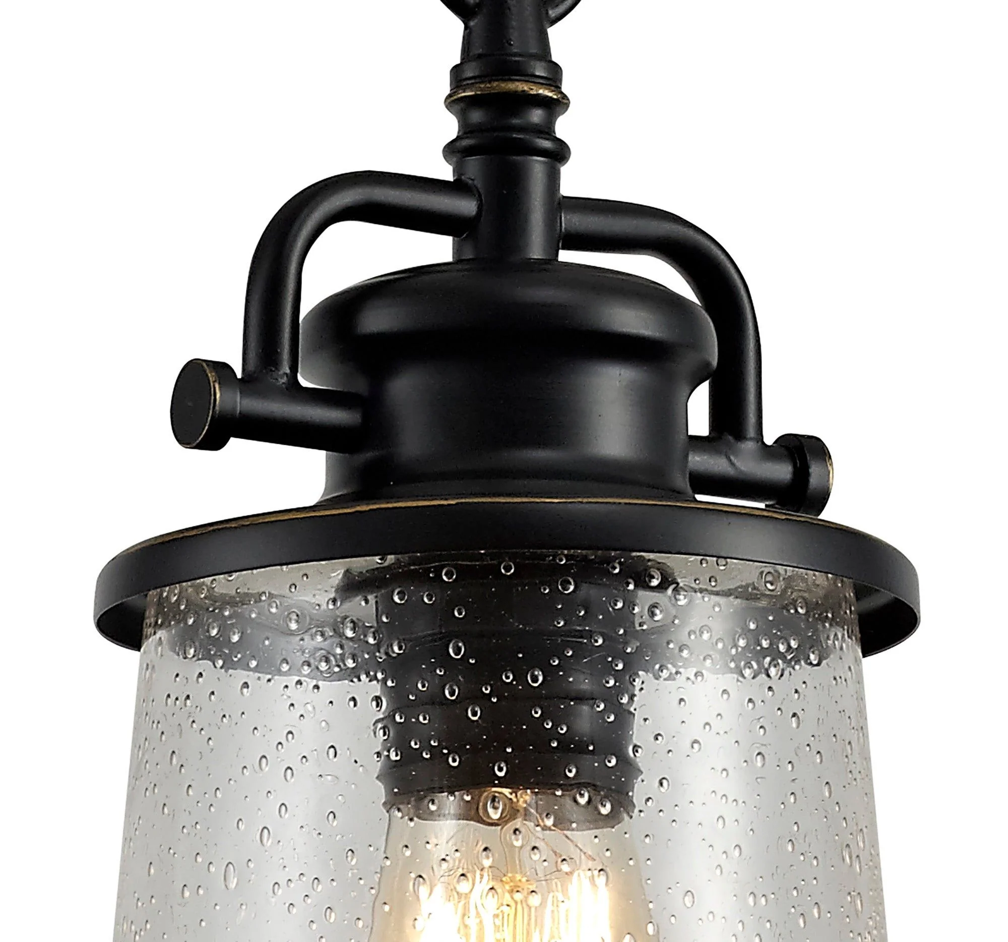 Razor Pendant, 1 x E27, Black & Gold With Seeded Clear Glass, IP54, 2yrs Warranty - Image 4