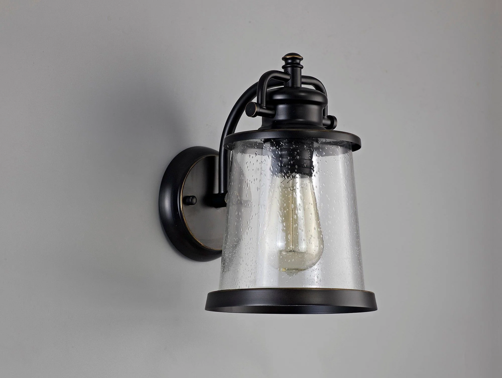 Razor Wall Lamp, 1 x E27, Black/Gold With Seeded Clear Glass, IP54, 2yrs Warranty - Image 2