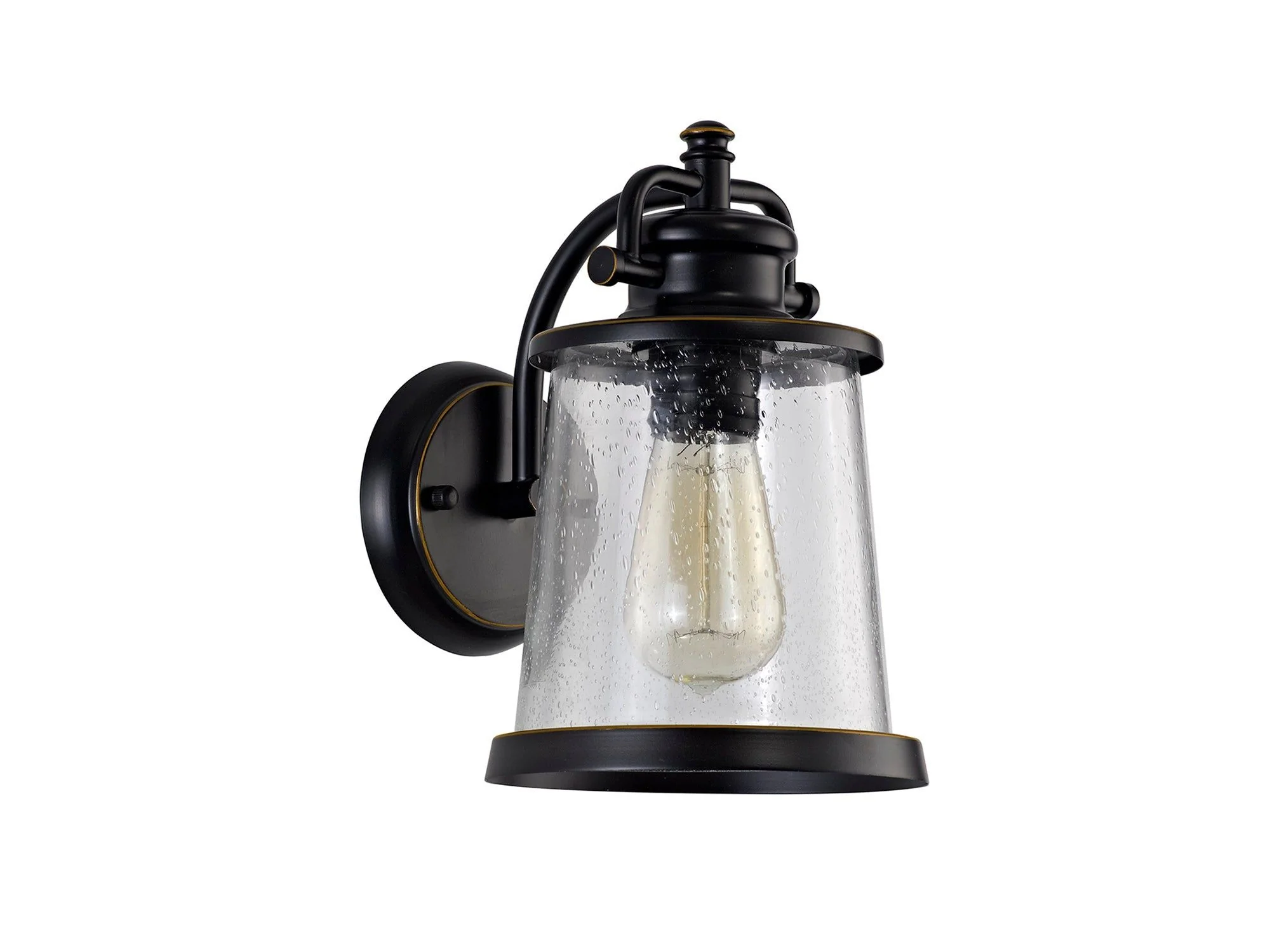 Razor Wall Lamp, 1 x E27, Black/Gold With Seeded Clear Glass, IP54, 2yrs Warranty - Image 3