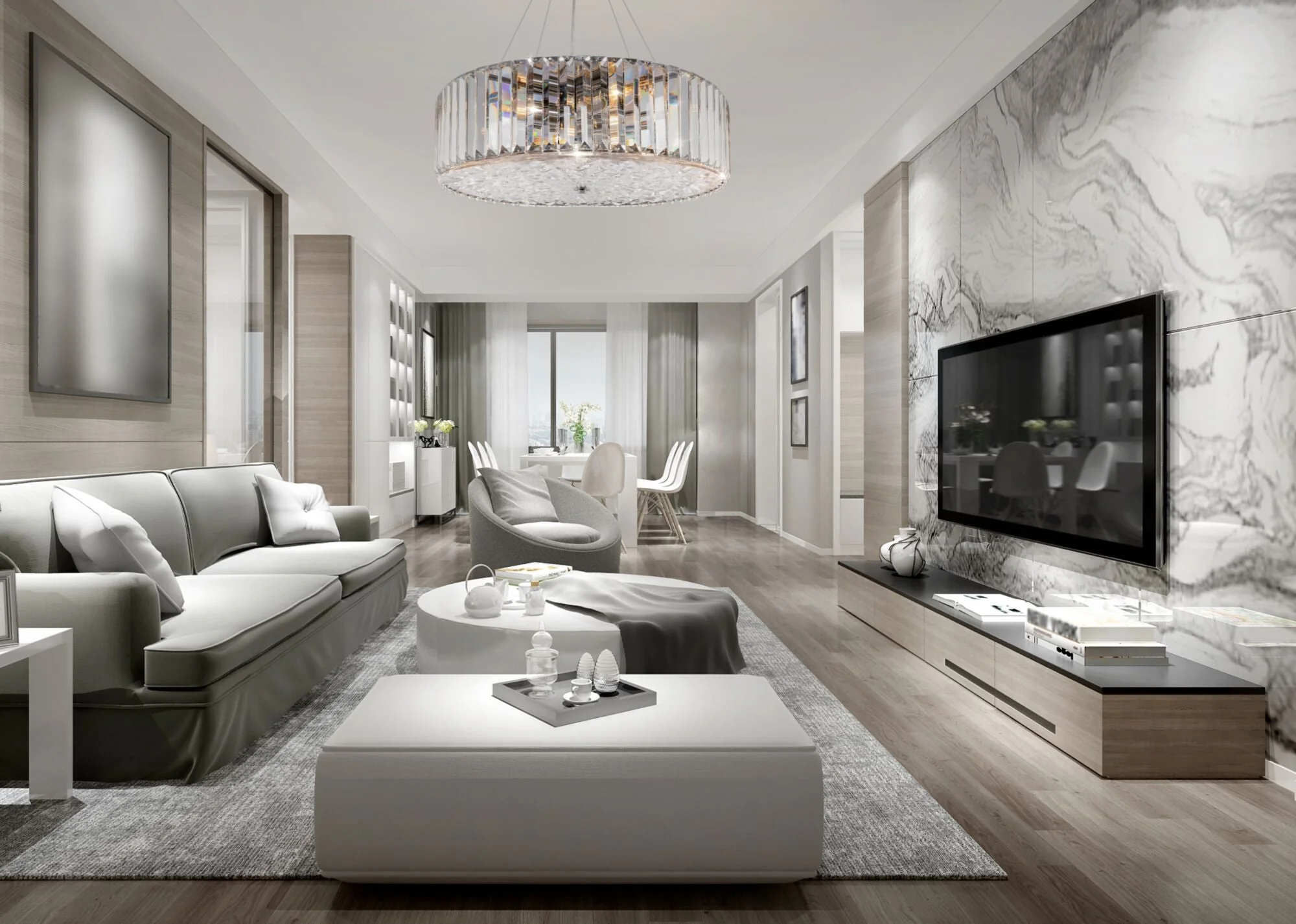 Recinto 6/8Lt Crystal Ceiling Light - Chrome Finish - Image 2