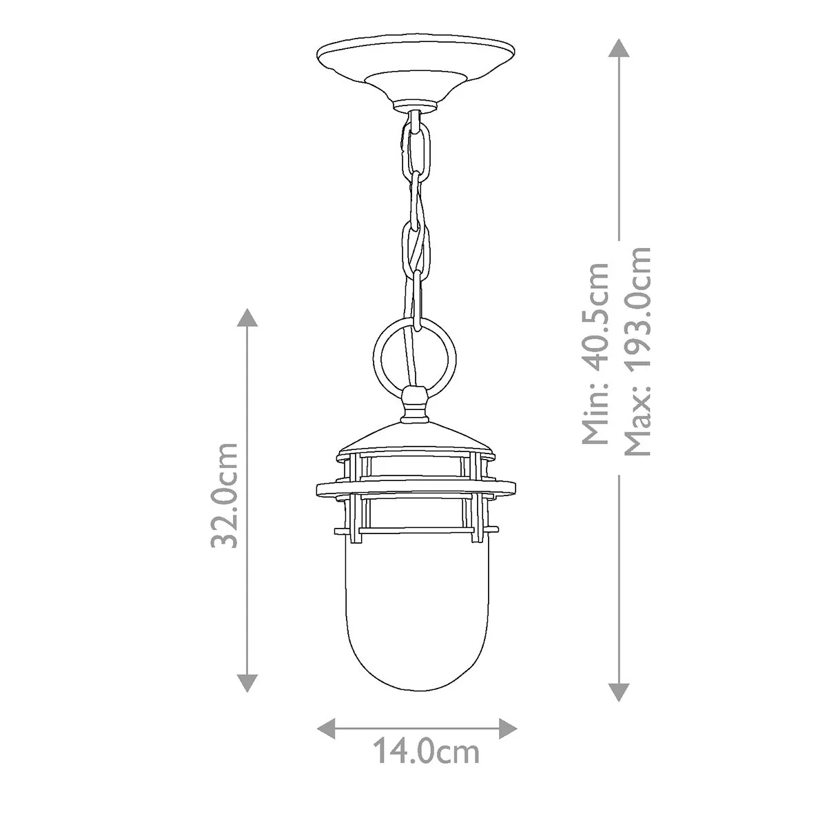 Reef 1 Light Chain Lantern - Hematite/Victorian Bronze IP23 E27 - Image 11