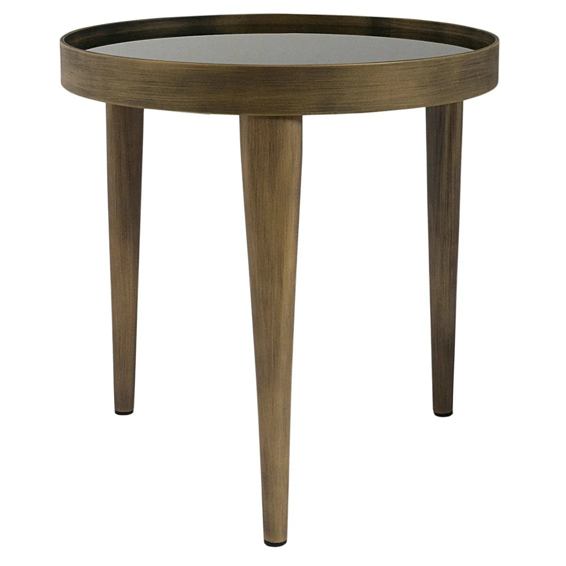 Reese Small/ Large Table -Antiqued Frame/Legs & Black Smoked Glass Finish
